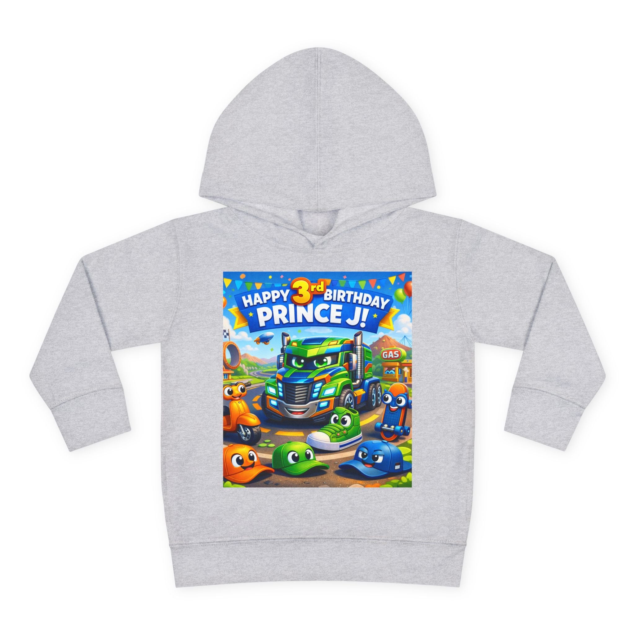 Toddler Hoodie — Colorful Birthday Truck & Candy Party Kids Pullover