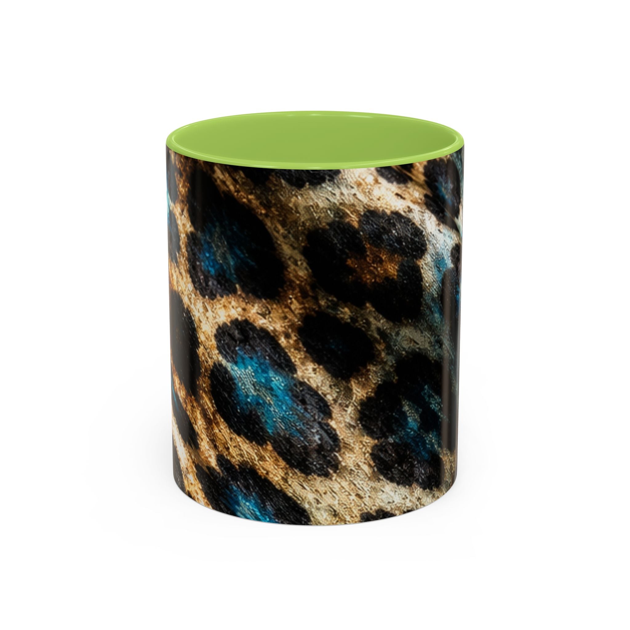 Teal Leopard Accent Coffee Mug — Bold Animal Print Ceramic Mug (11/15 oz)