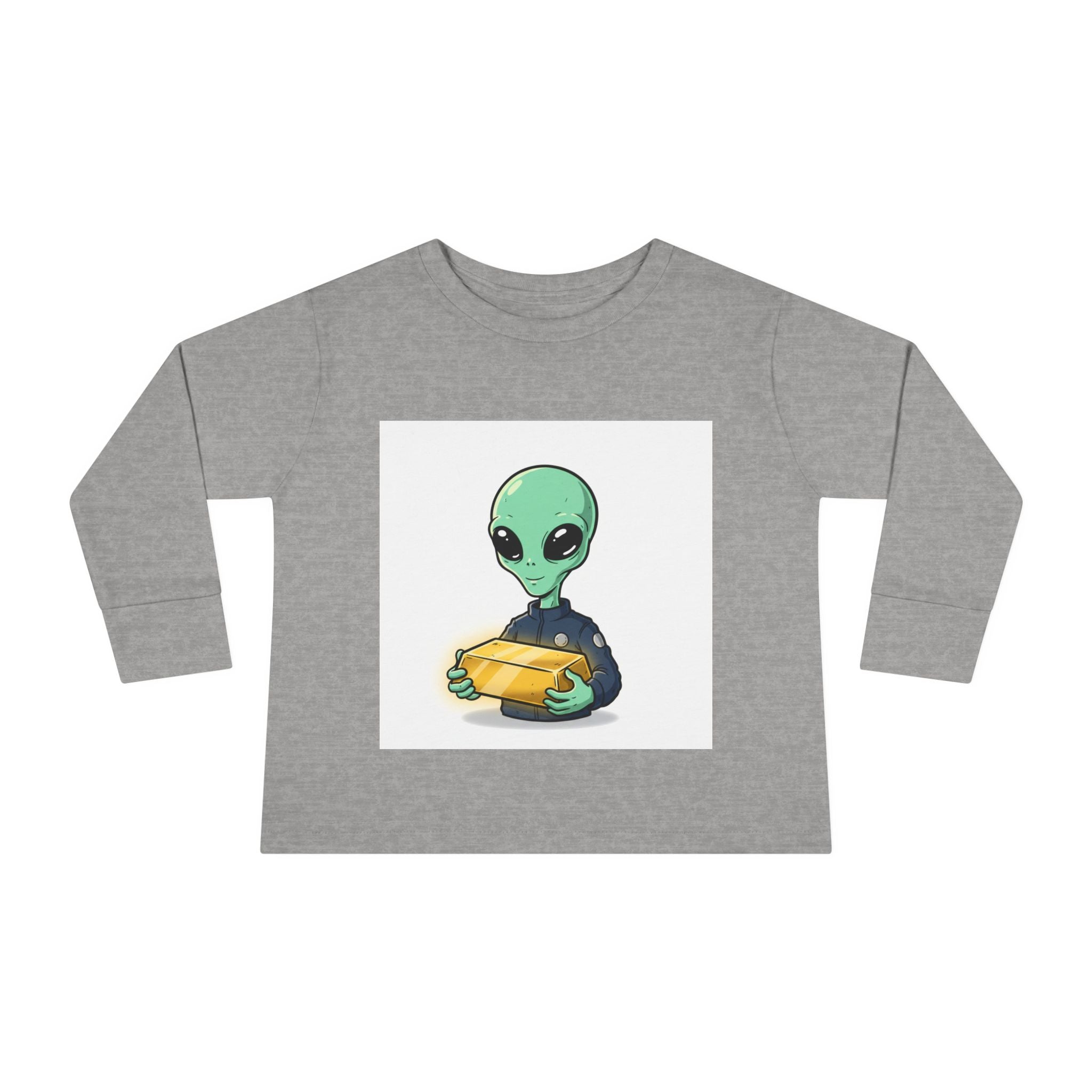 Alien Holding Gold Bar Toddler Long Sleeve Tee