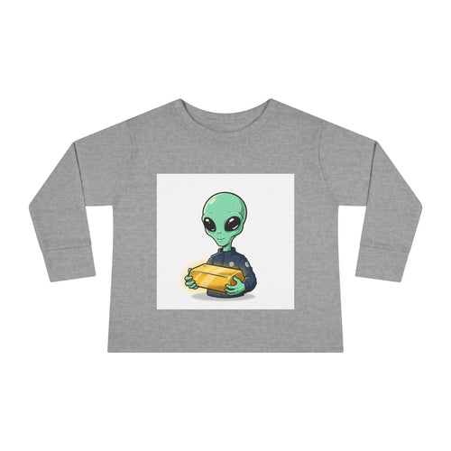 Alien Holding Gold Bar Toddler Long Sleeve Tee
