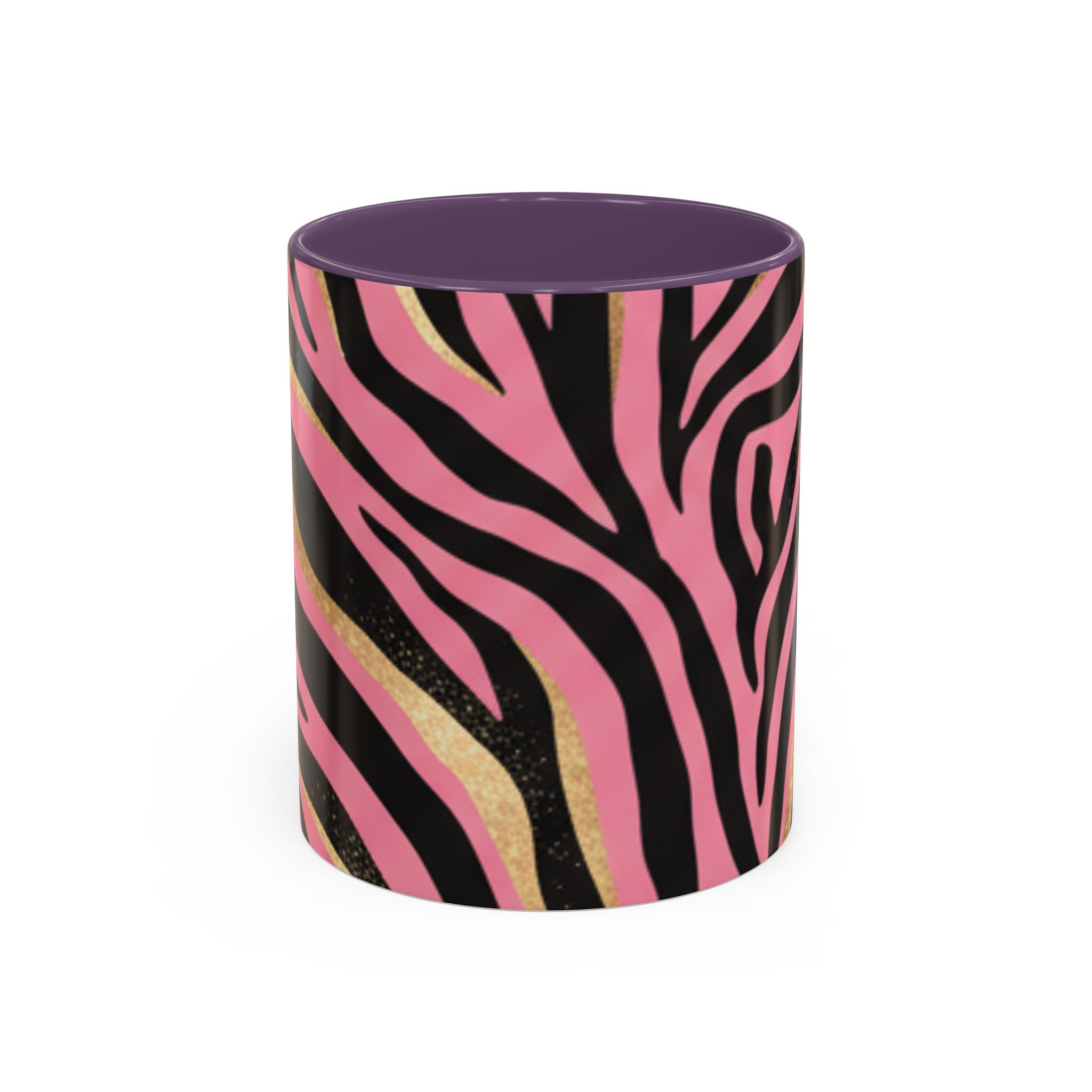 Pink & Gold Zebra Accent Coffee Mug — Stylish Animal Print Ceramic Mug (11/15oz)