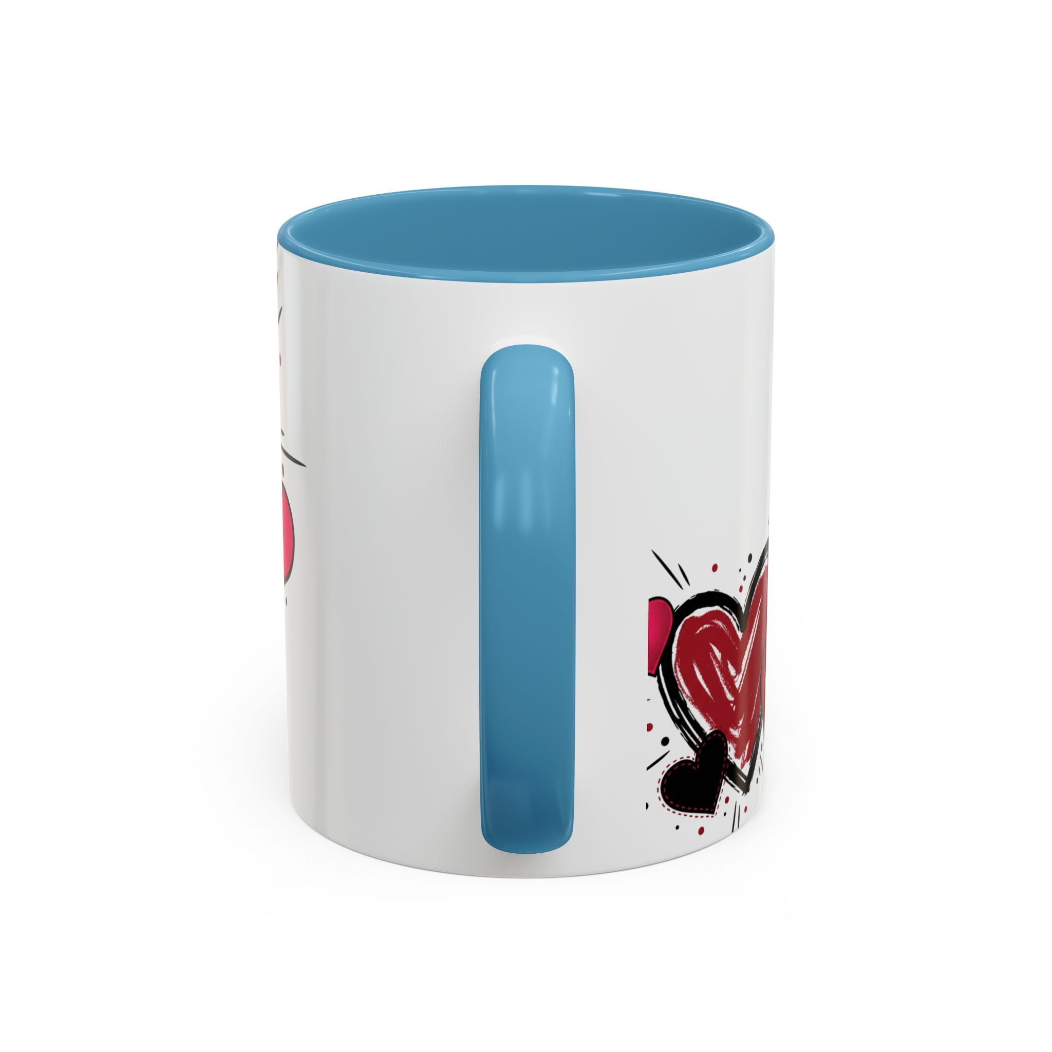 Hand-Drawn Hearts Accent Coffee Mug – Romantic Valentine’s Day Gift (11/15oz)