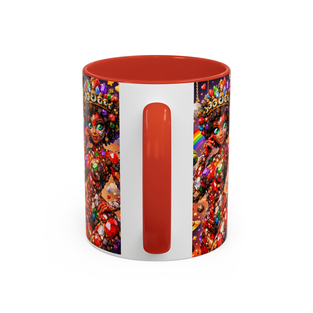 Celestial Candy Goddess Accent Coffee Mug — Colorful Cosmic Fantasy 11/15oz