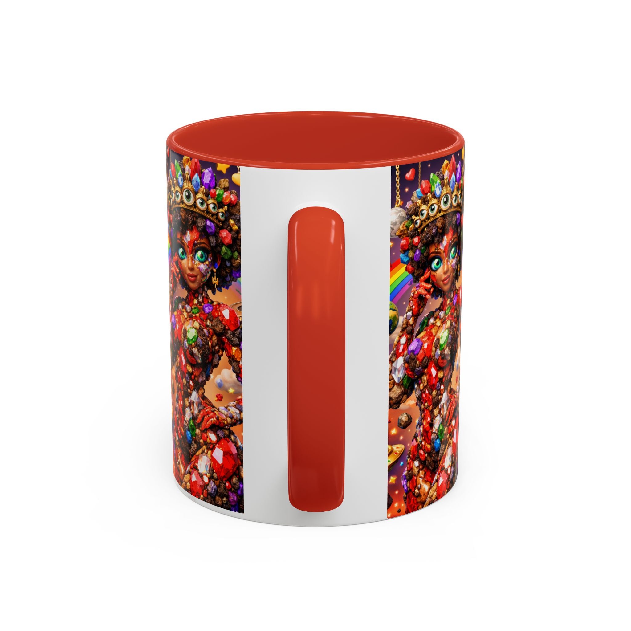 Celestial Candy Goddess Accent Coffee Mug — Colorful Cosmic Fantasy 11/15oz