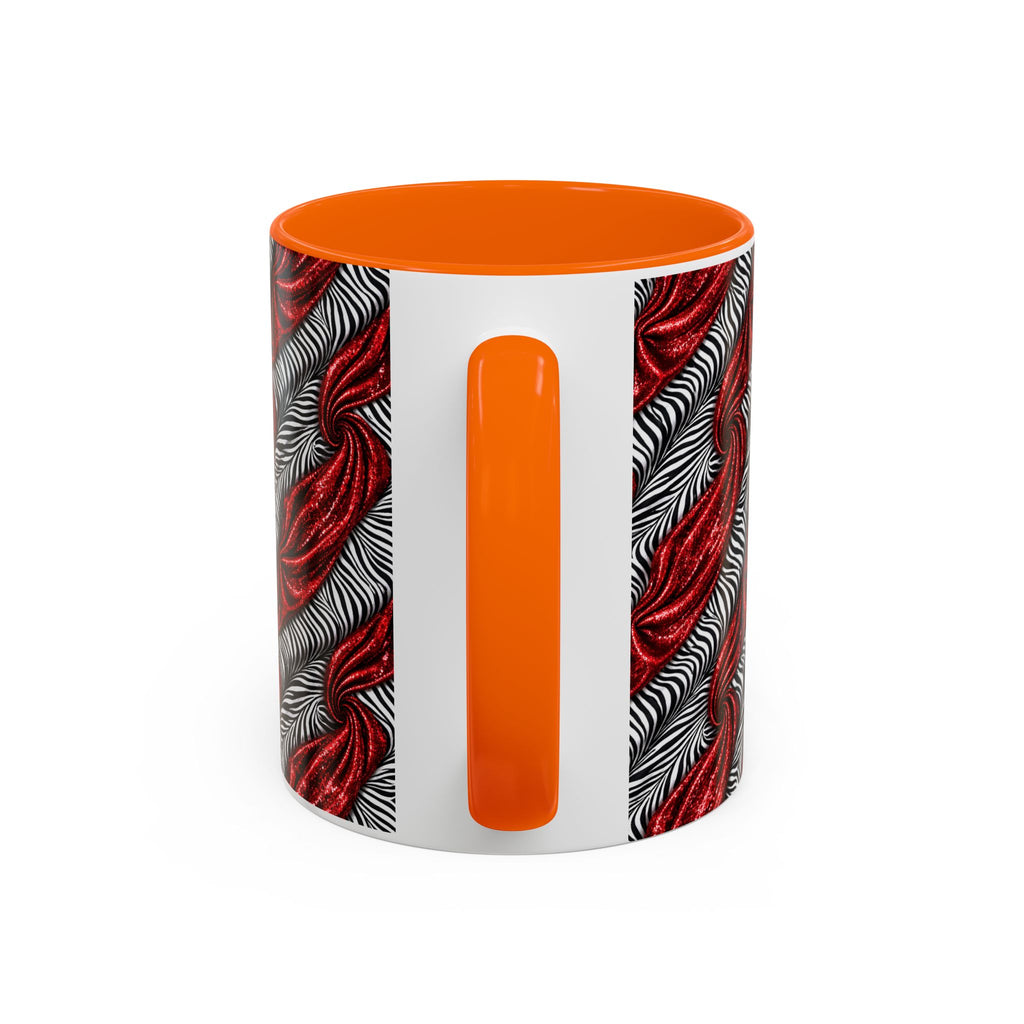 Red & Black Abstract Wave Accent Coffee Mug — Bold Patterned 11/15oz Ceramic