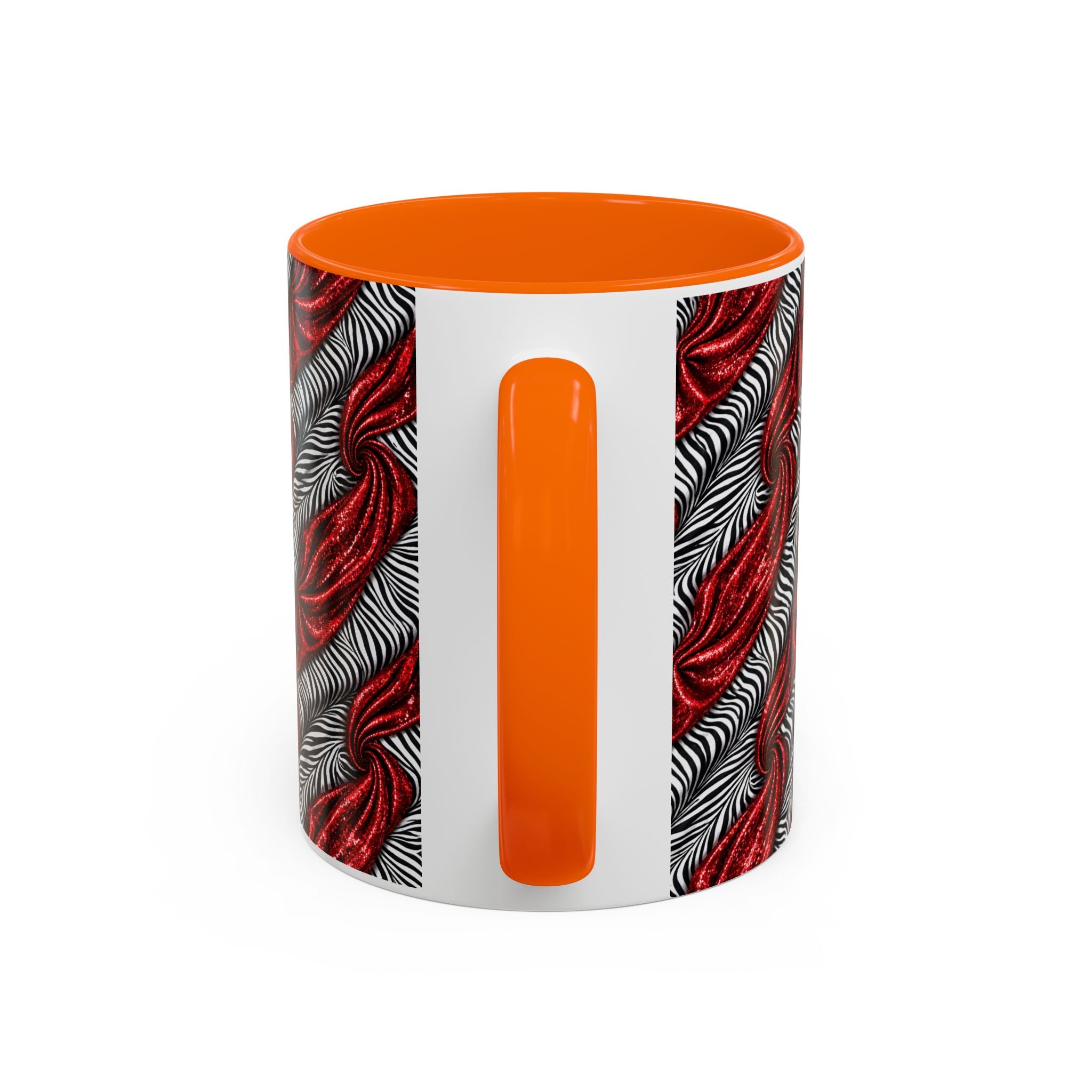 Red & Black Abstract Wave Accent Coffee Mug — Bold Patterned 11/15oz Ceramic