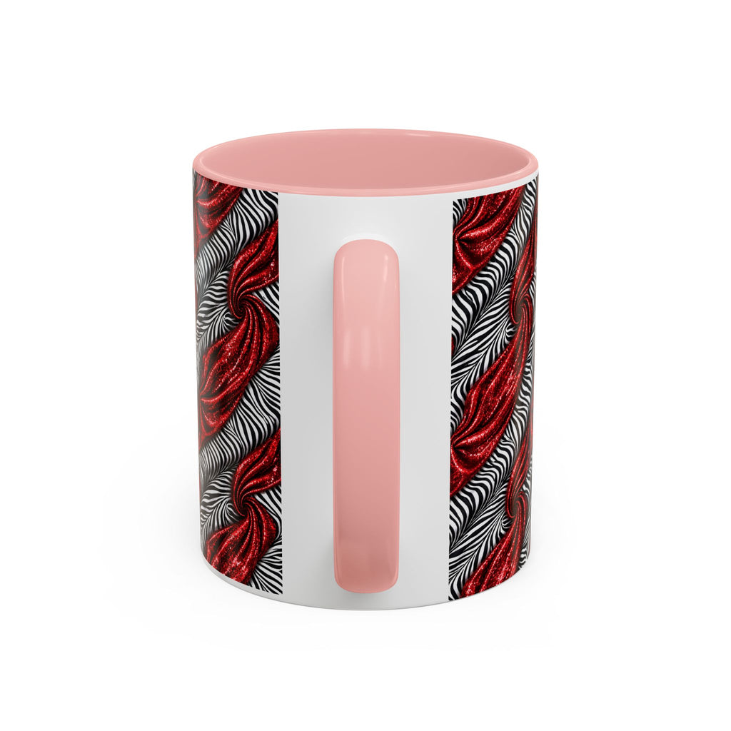 Red & Black Abstract Wave Accent Coffee Mug — Bold Patterned 11/15oz Ceramic
