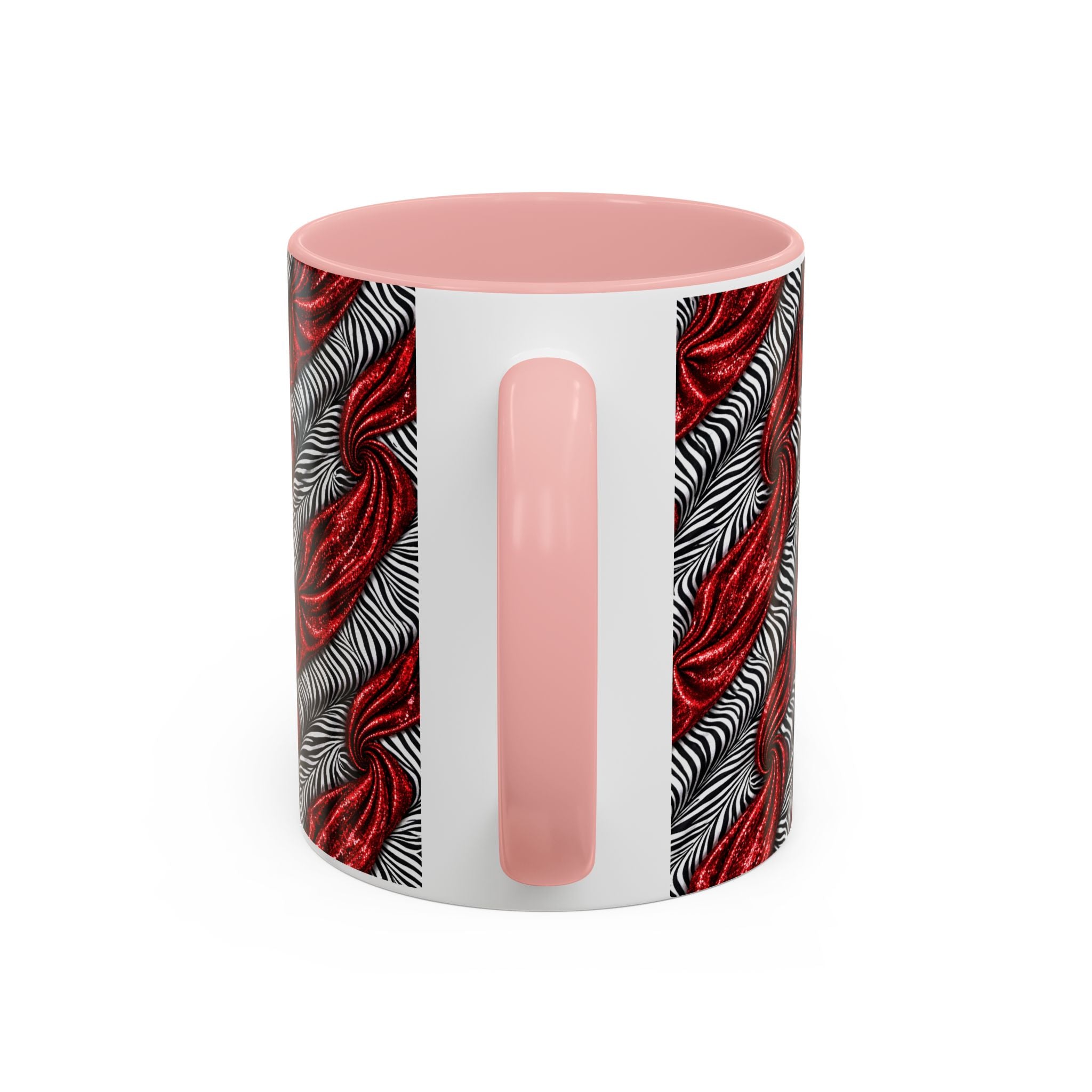 Red & Black Abstract Wave Accent Coffee Mug — Bold Patterned 11/15oz Ceramic