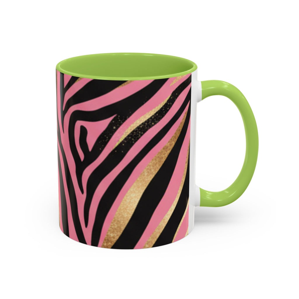 Pink & Gold Zebra Accent Coffee Mug — Stylish Animal Print Ceramic Mug (11/15oz)