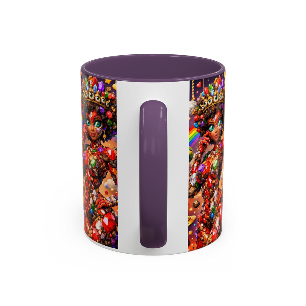 Celestial Candy Goddess Accent Coffee Mug — Colorful Cosmic Fantasy 11/15oz