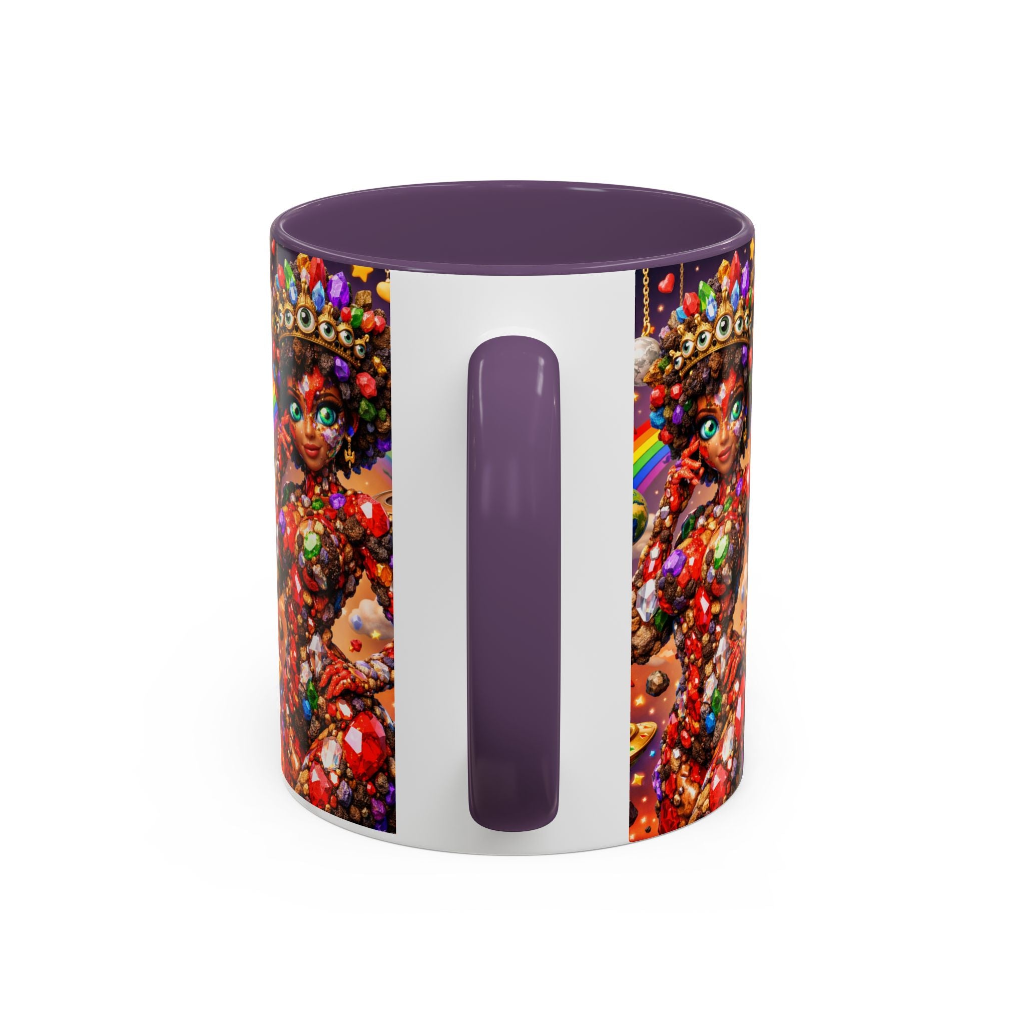 Celestial Candy Goddess Accent Coffee Mug — Colorful Cosmic Fantasy 11/15oz