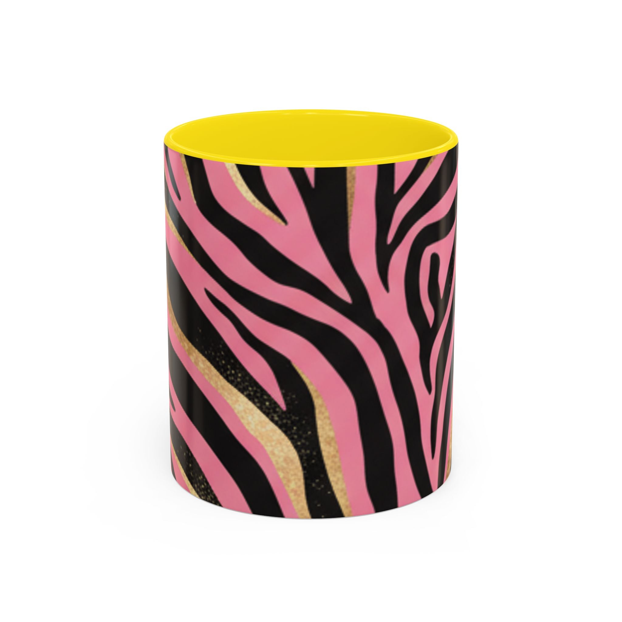 Pink & Gold Zebra Accent Coffee Mug — Stylish Animal Print Ceramic Mug (11/15oz)