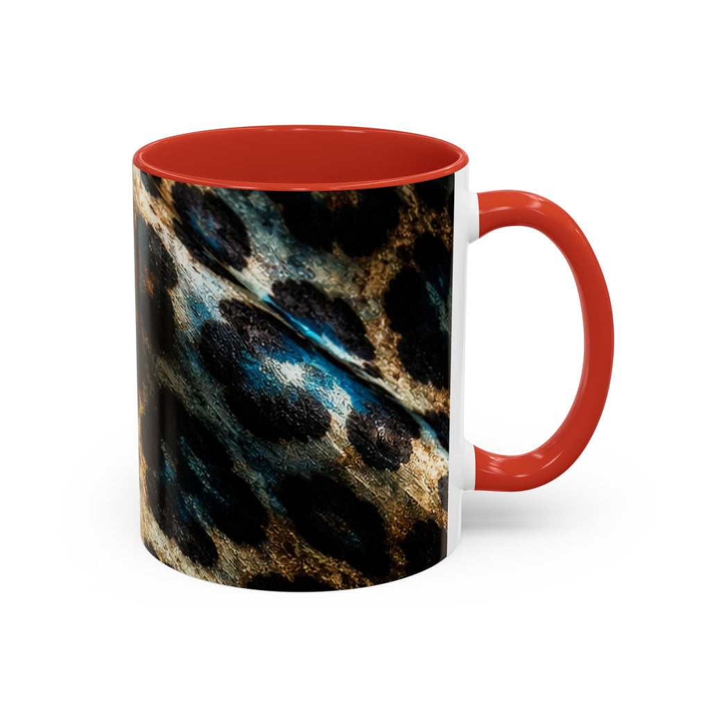 Teal Leopard Accent Coffee Mug — Bold Animal Print Ceramic Mug (11/15 oz)
