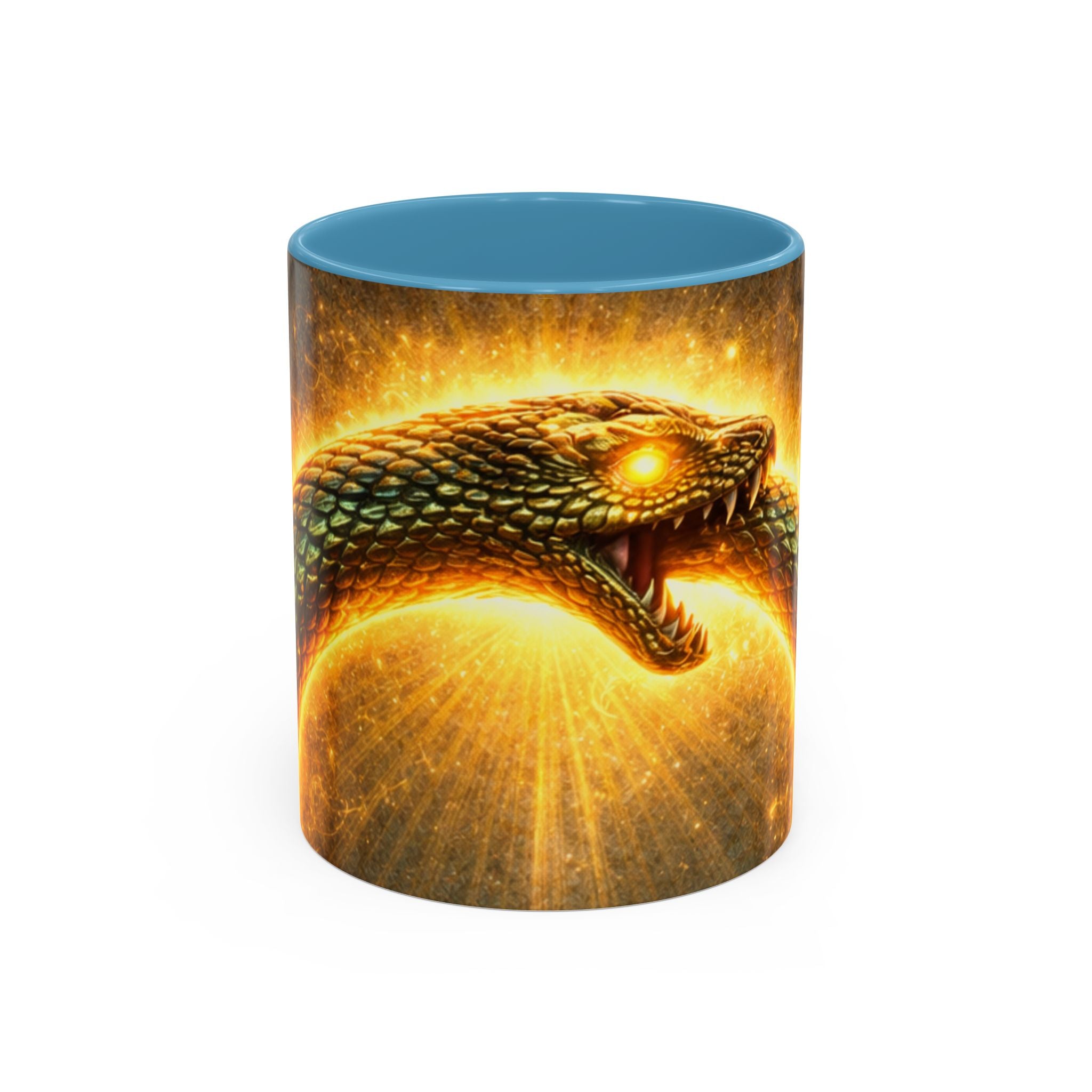 Ouroboros Serpent Accent Coffee Mug — Fiery Mythic Snake Design (11/15oz)