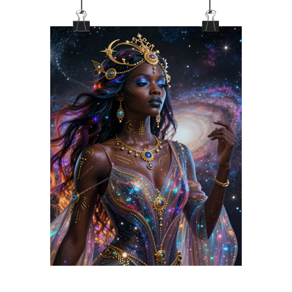 Cosmic Goddess Matte Poster — African Queen Space Art Print