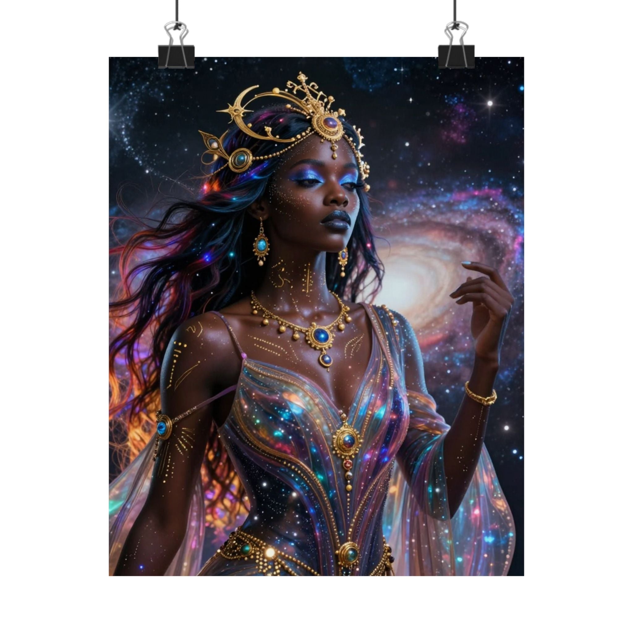 Cosmic Goddess Matte Poster — African Queen Space Art Print