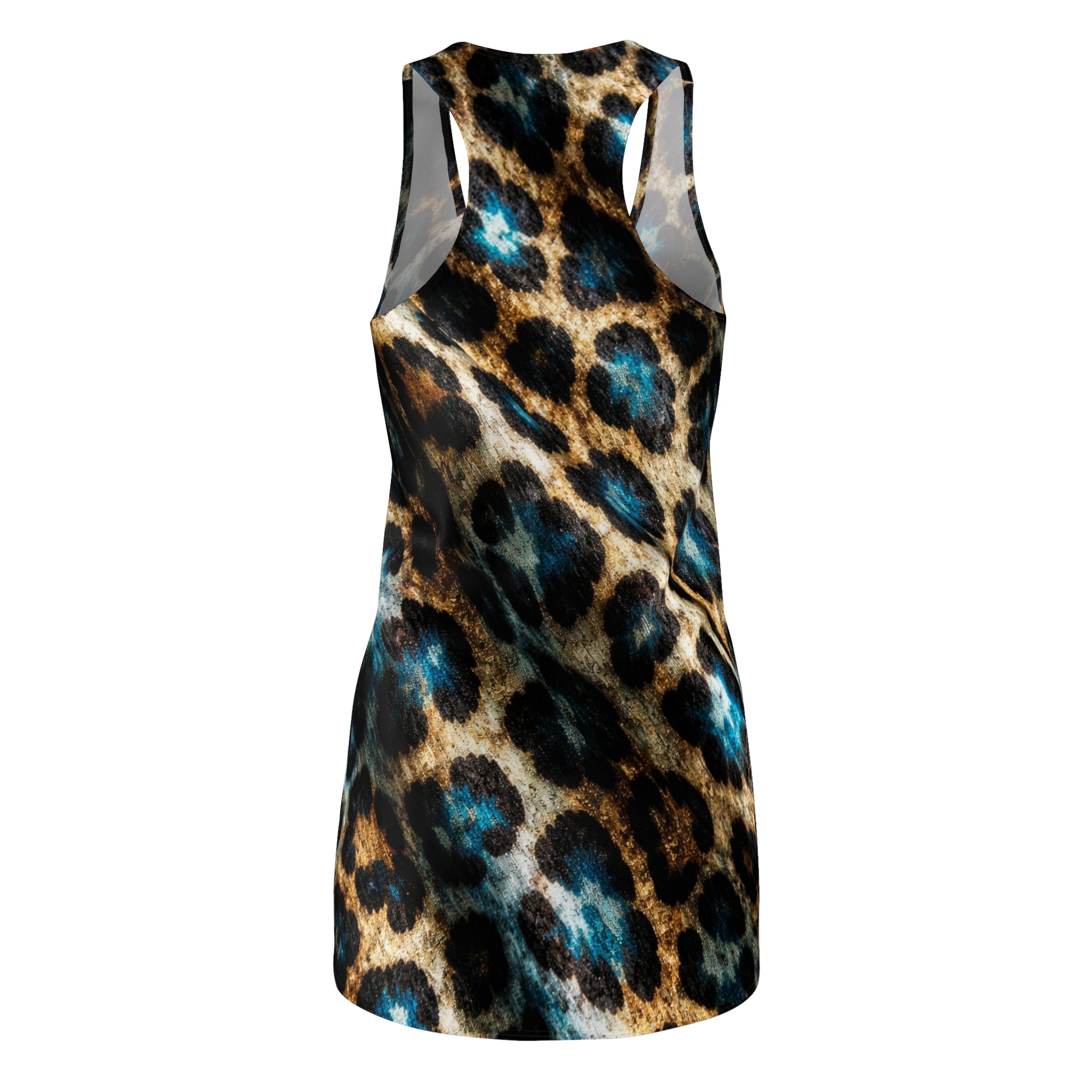 Leopard Print Racerback Dress — Blue Accent Animal Print Women's AOP Dress