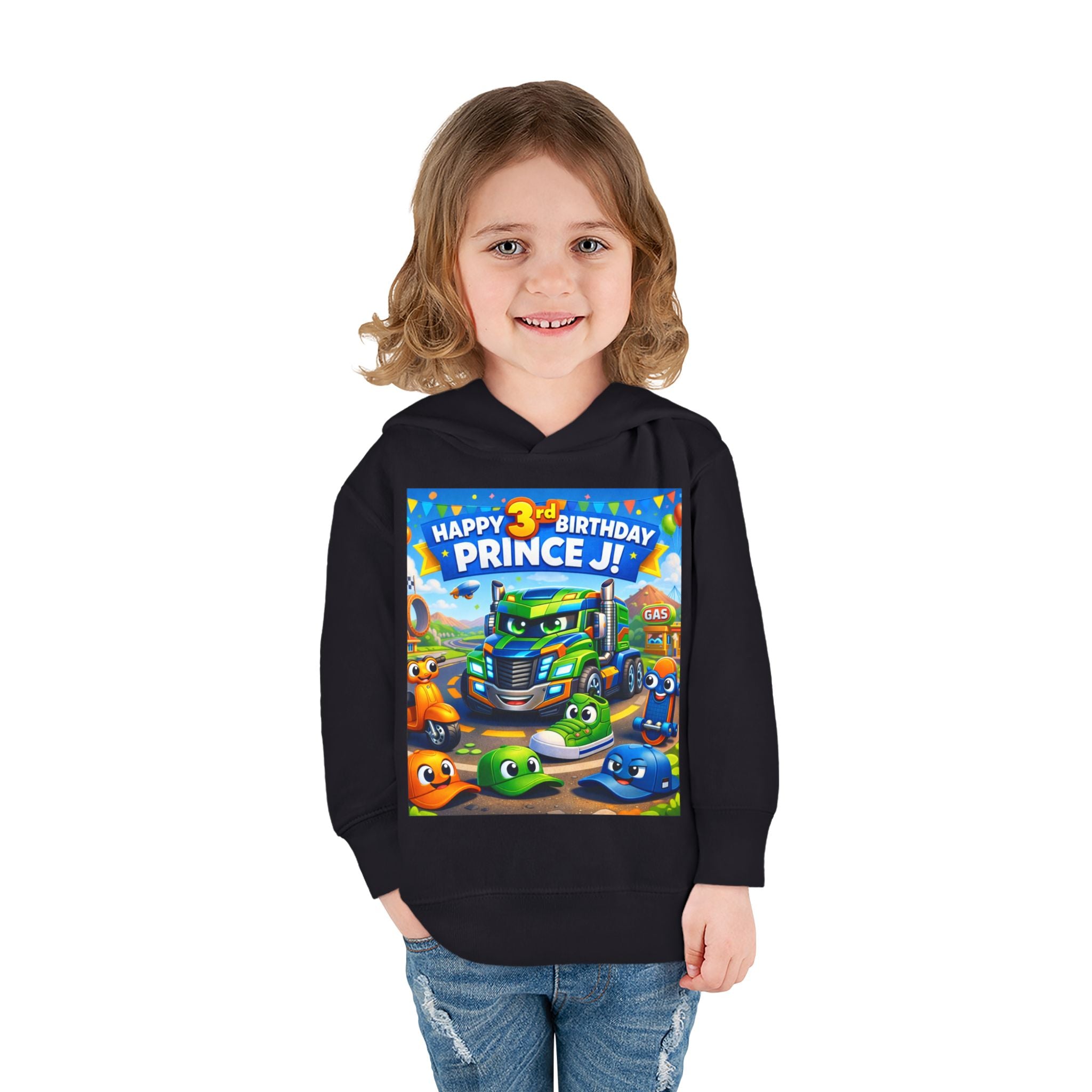 Toddler Hoodie — Colorful Birthday Truck & Candy Party Kids Pullover