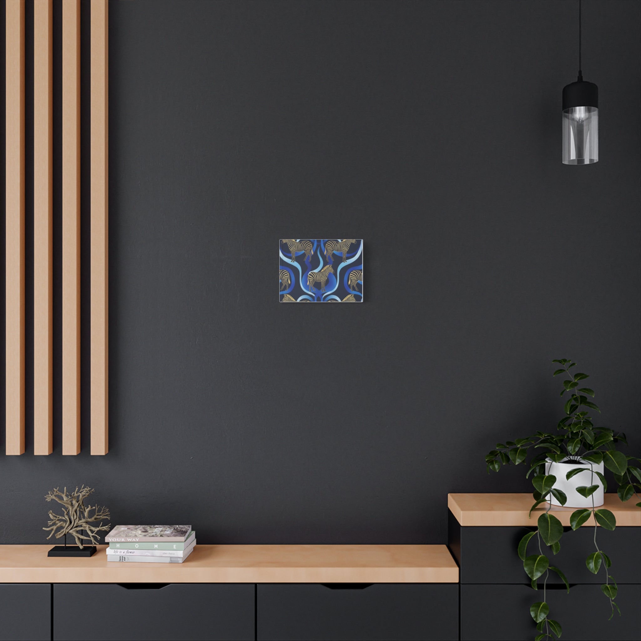 Blue Abstract Zebra Matte Canvas Wall Art
