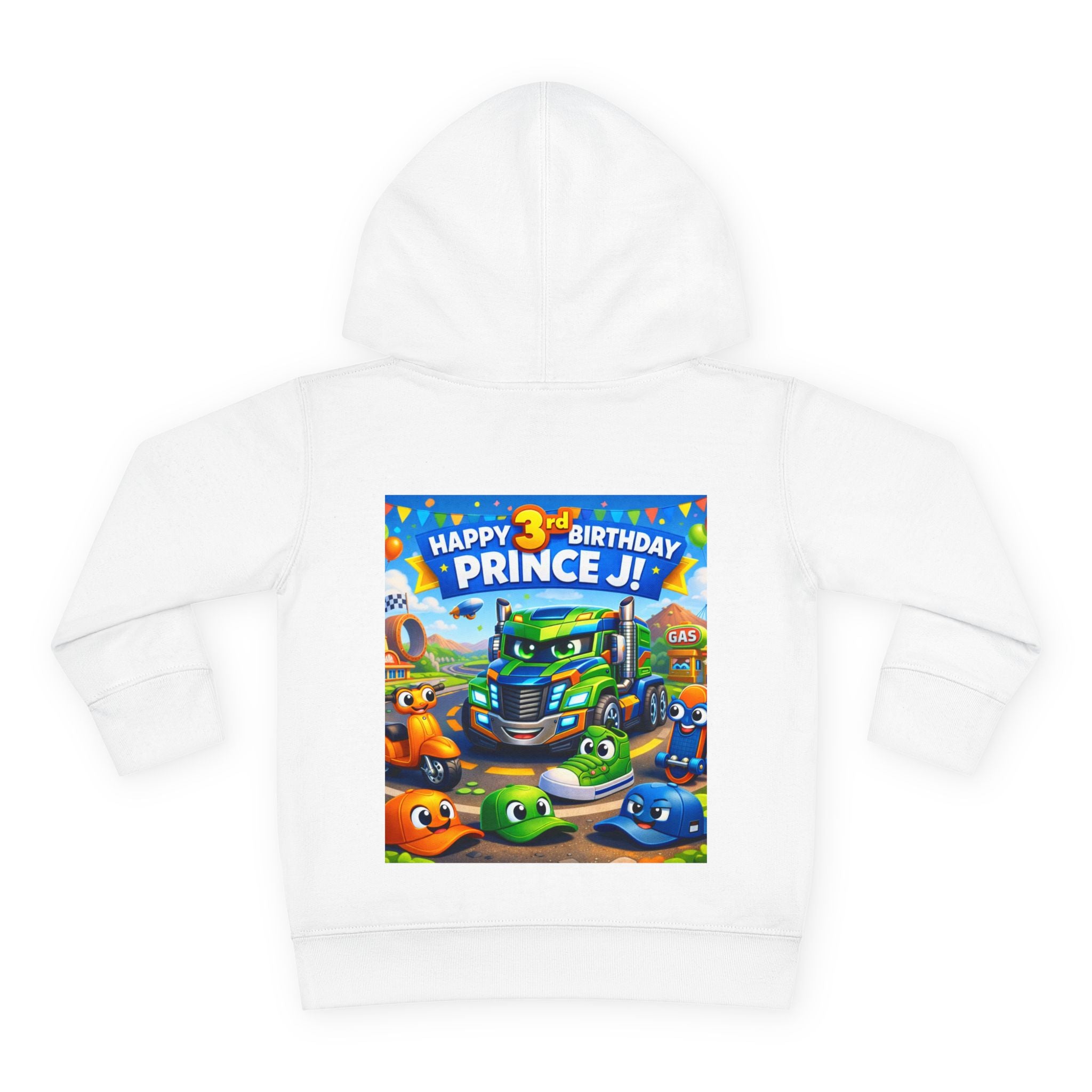Toddler Hoodie — Colorful Birthday Truck & Candy Party Kids Pullover