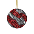 Ceramic Ornament — Red Velvet Zebra Pattern Holiday Decoration