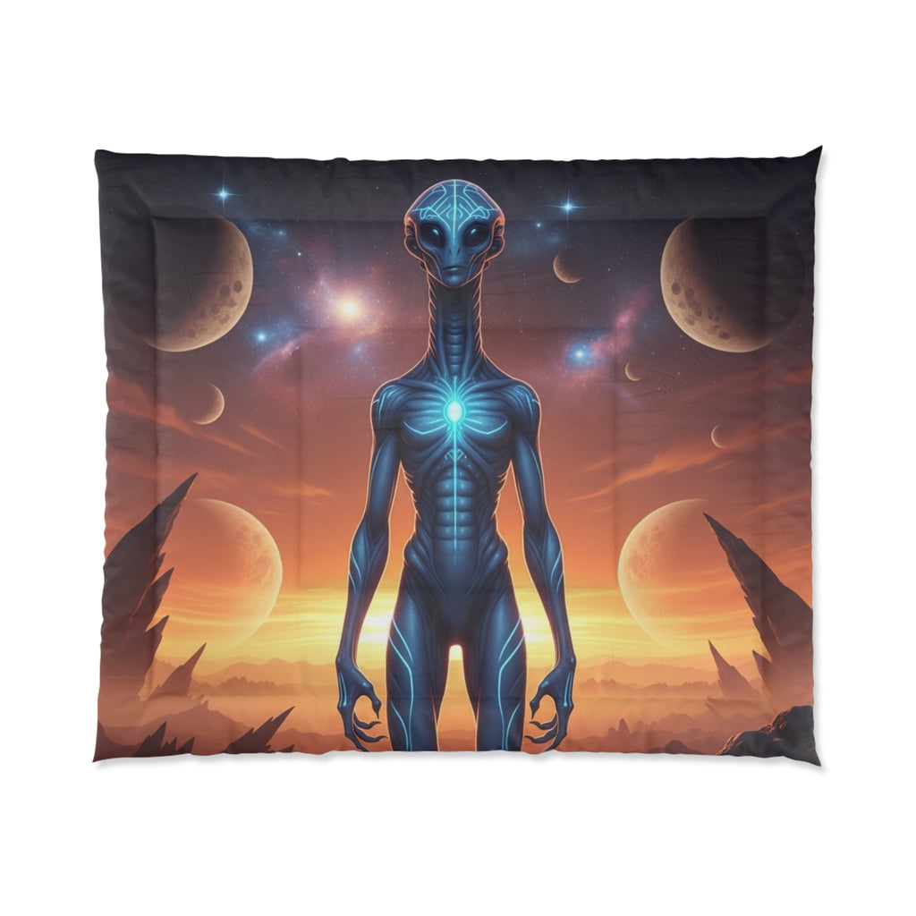 Alien Sunrise Comforter — Sci‑Fi Extraterrestrial Bedding