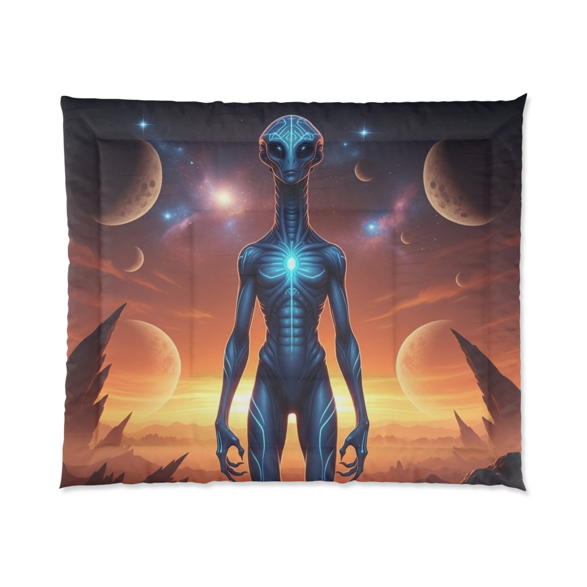 Alien Sunrise Comforter — Sci‑Fi Extraterrestrial Bedding