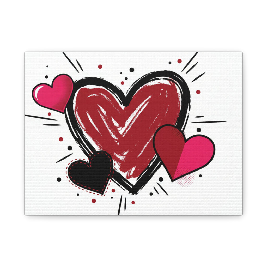 Valentine Pop Art Heart Matte Canvas Wall Art - Stretched 1.25"