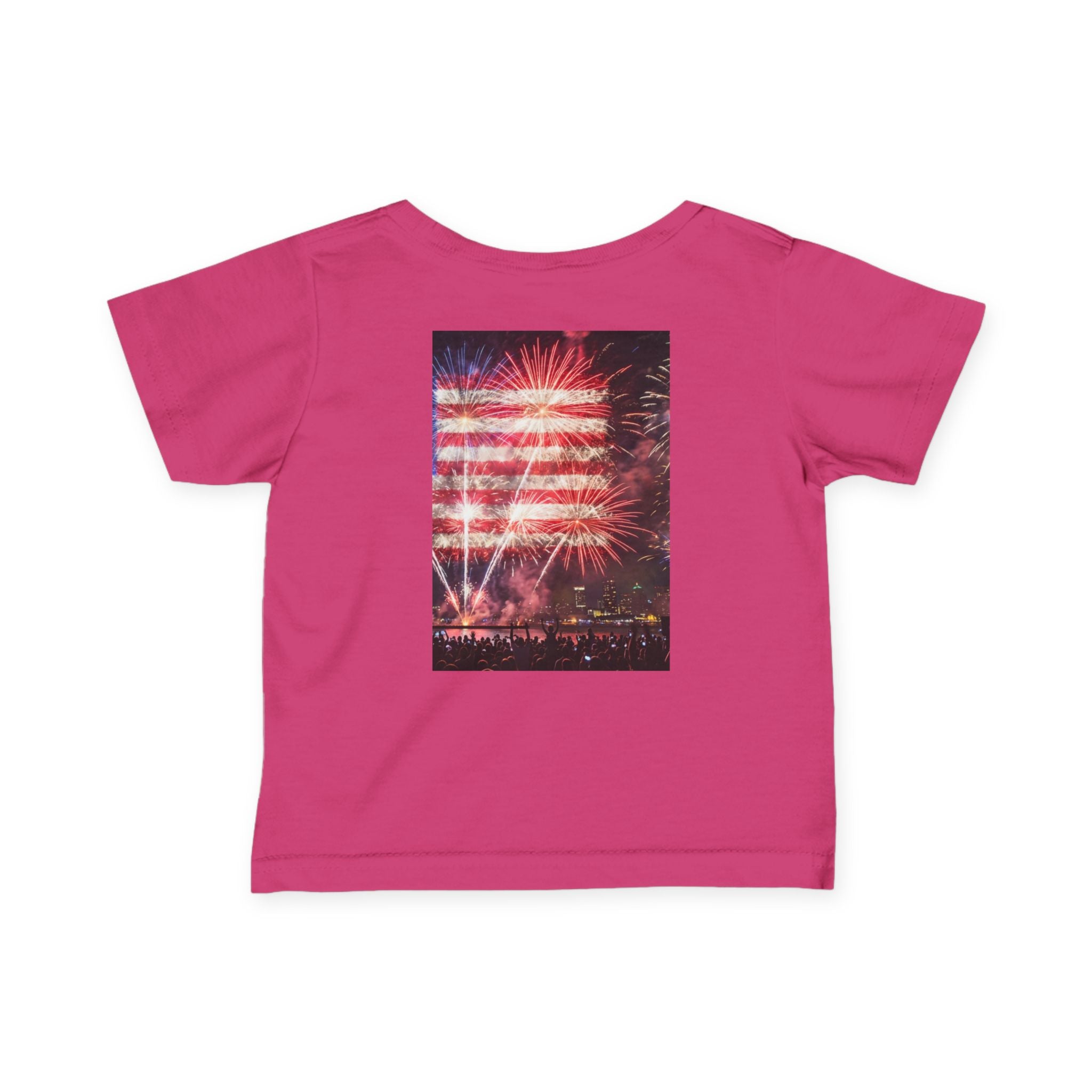 Infant Tee — Vintage Fireworks American Flag Graphic (4th of July Baby Shirt)