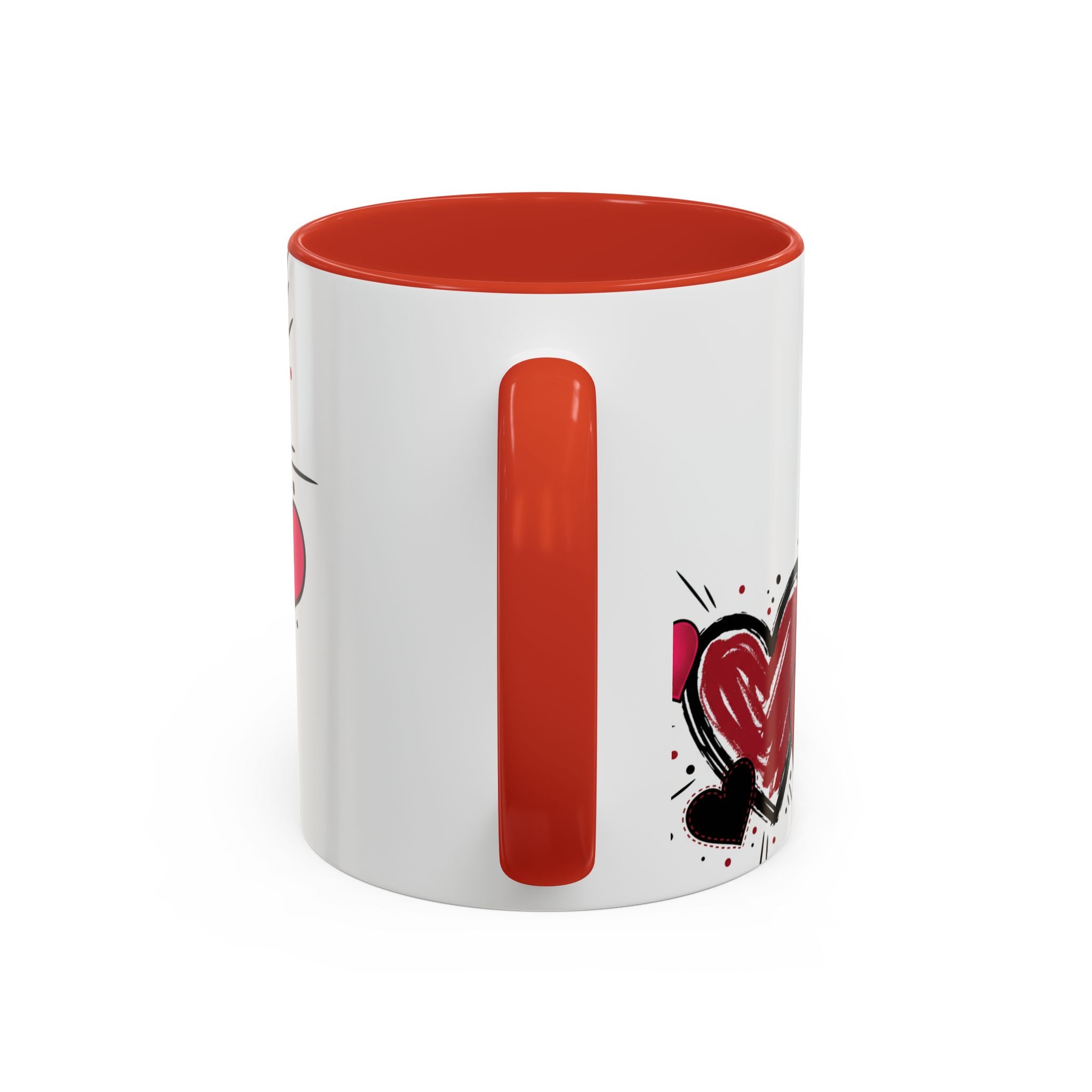 Hand-Drawn Hearts Accent Coffee Mug – Romantic Valentine’s Day Gift (11/15oz)