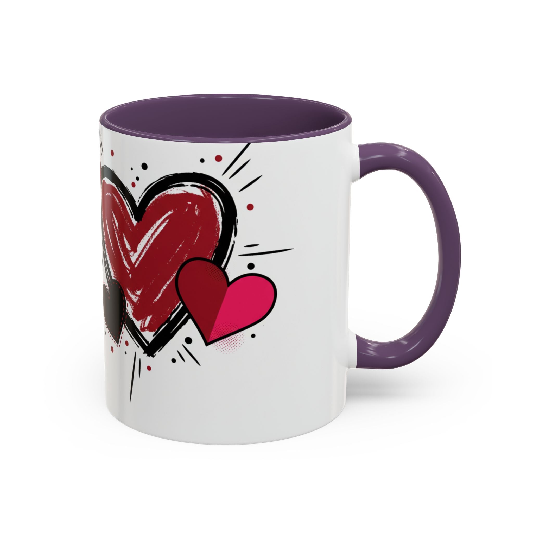 Hand-Drawn Hearts Accent Coffee Mug – Romantic Valentine’s Day Gift (11/15oz)