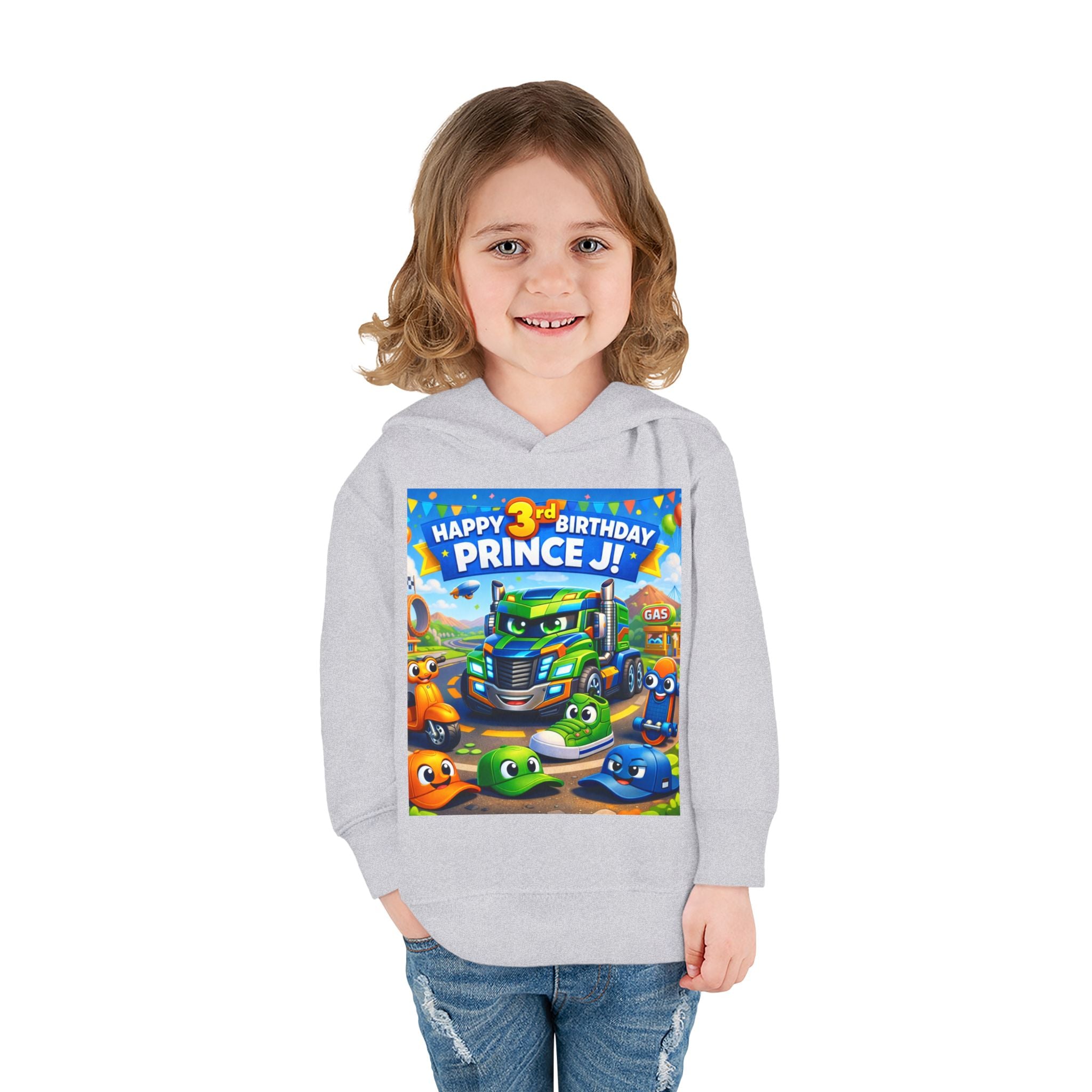 Toddler Hoodie — Colorful Birthday Truck & Candy Party Kids Pullover