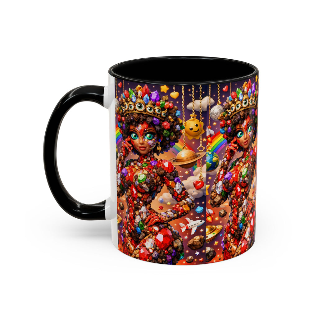 Celestial Candy Goddess Accent Coffee Mug — Colorful Cosmic Fantasy 11/15oz
