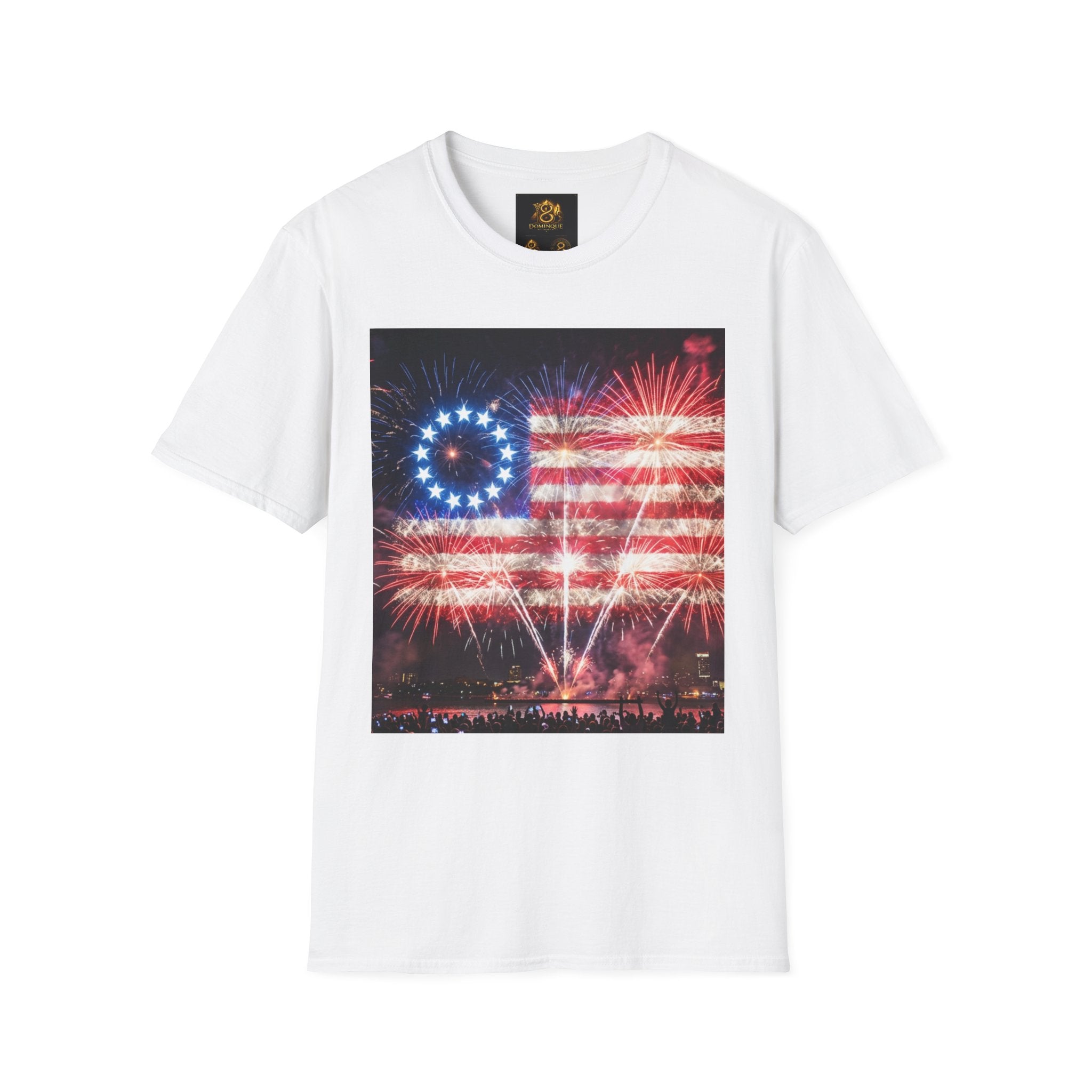 American Flag Fireworks T-Shirt — Betsy Ross Stars & Stripes Patriotic Tee for 4th of July