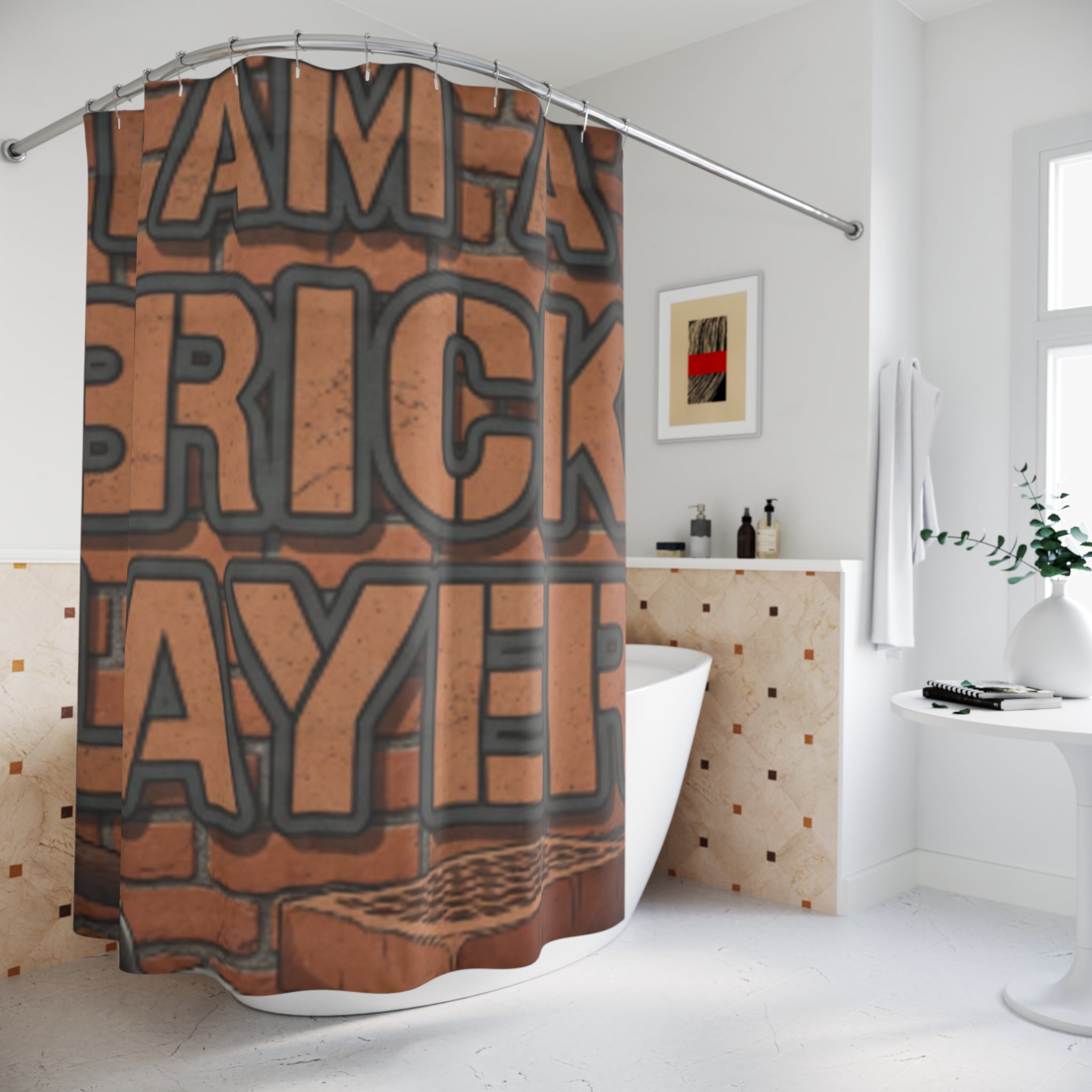 Brick Layer Shower Curtain — 'I Am A Brick Layer' Industrial Bathroom Decor