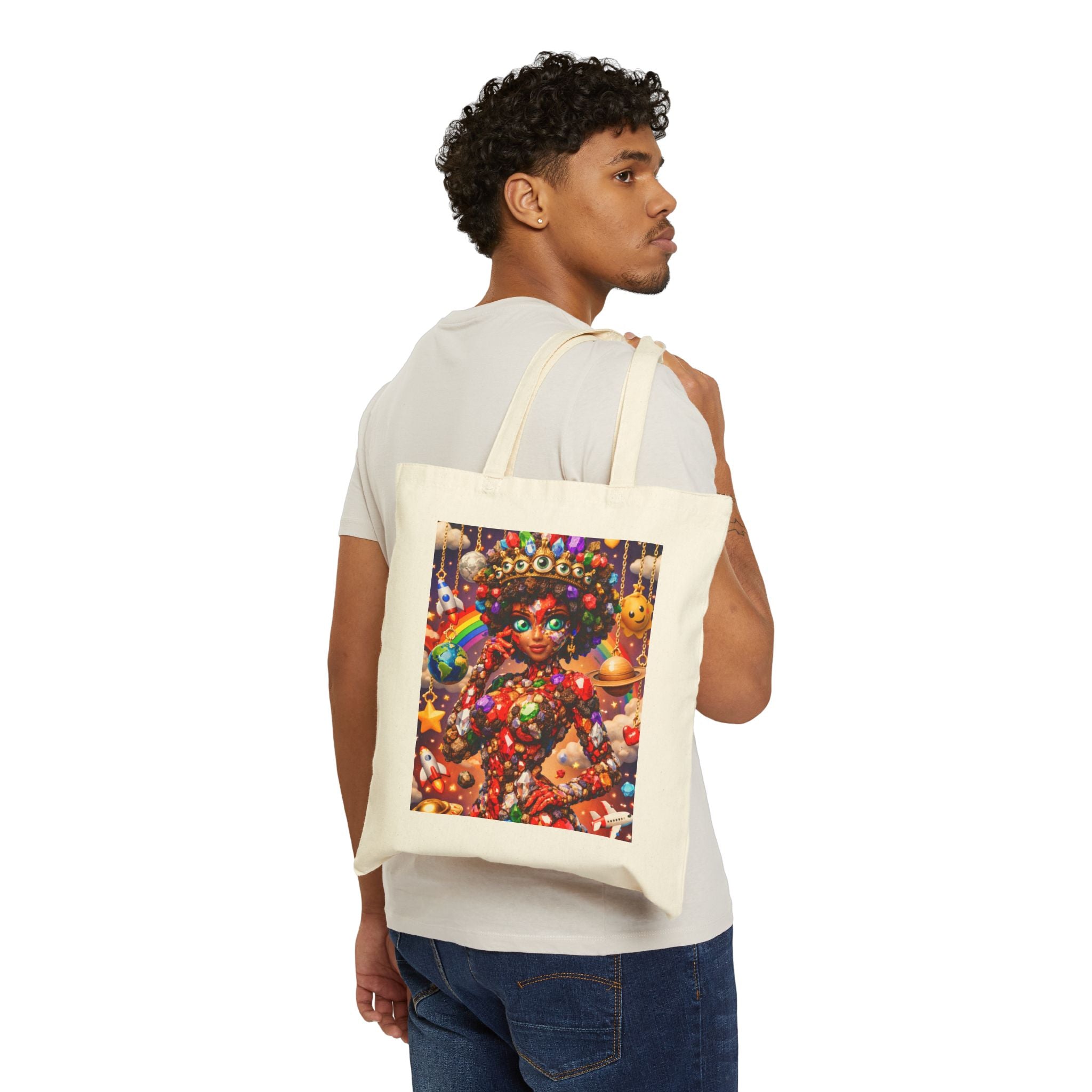 Tote Bag — Red & Black Tropical Leaf Canvas Tote (Botanical Pattern)