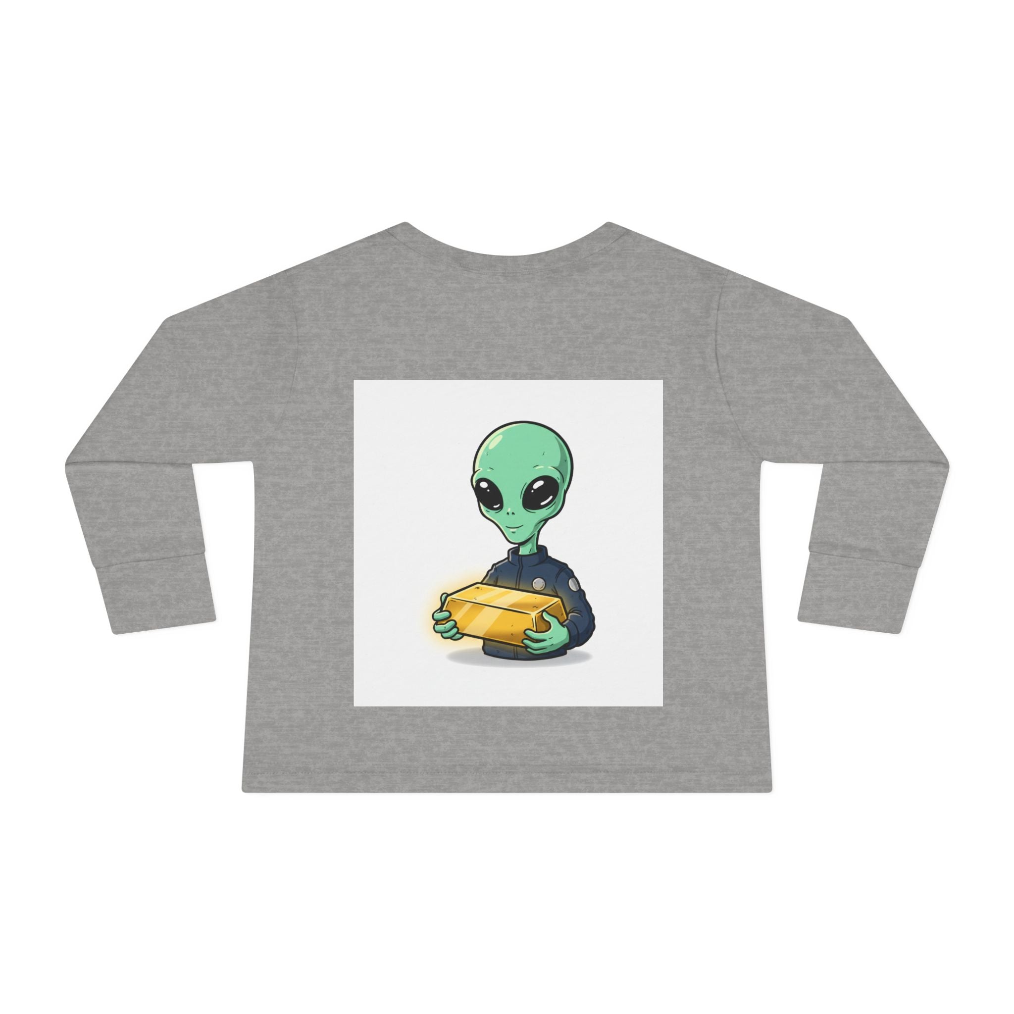 Alien Holding Gold Bar Toddler Long Sleeve Tee