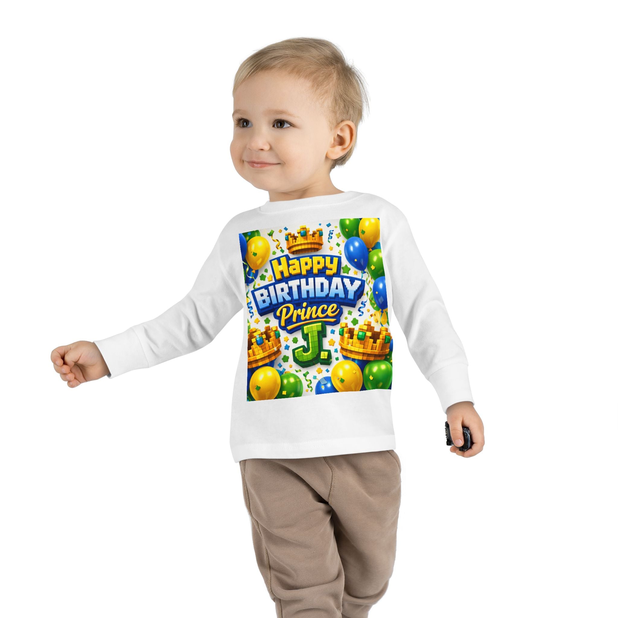 Happy Birthday Prince J Toddler Long Sleeve Tee