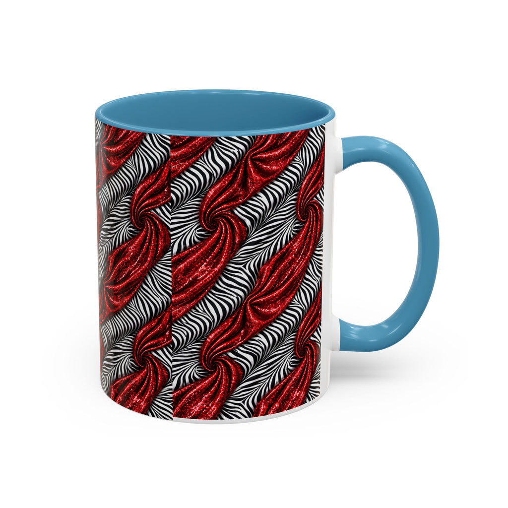 Red & Black Abstract Wave Accent Coffee Mug — Bold Patterned 11/15oz Ceramic