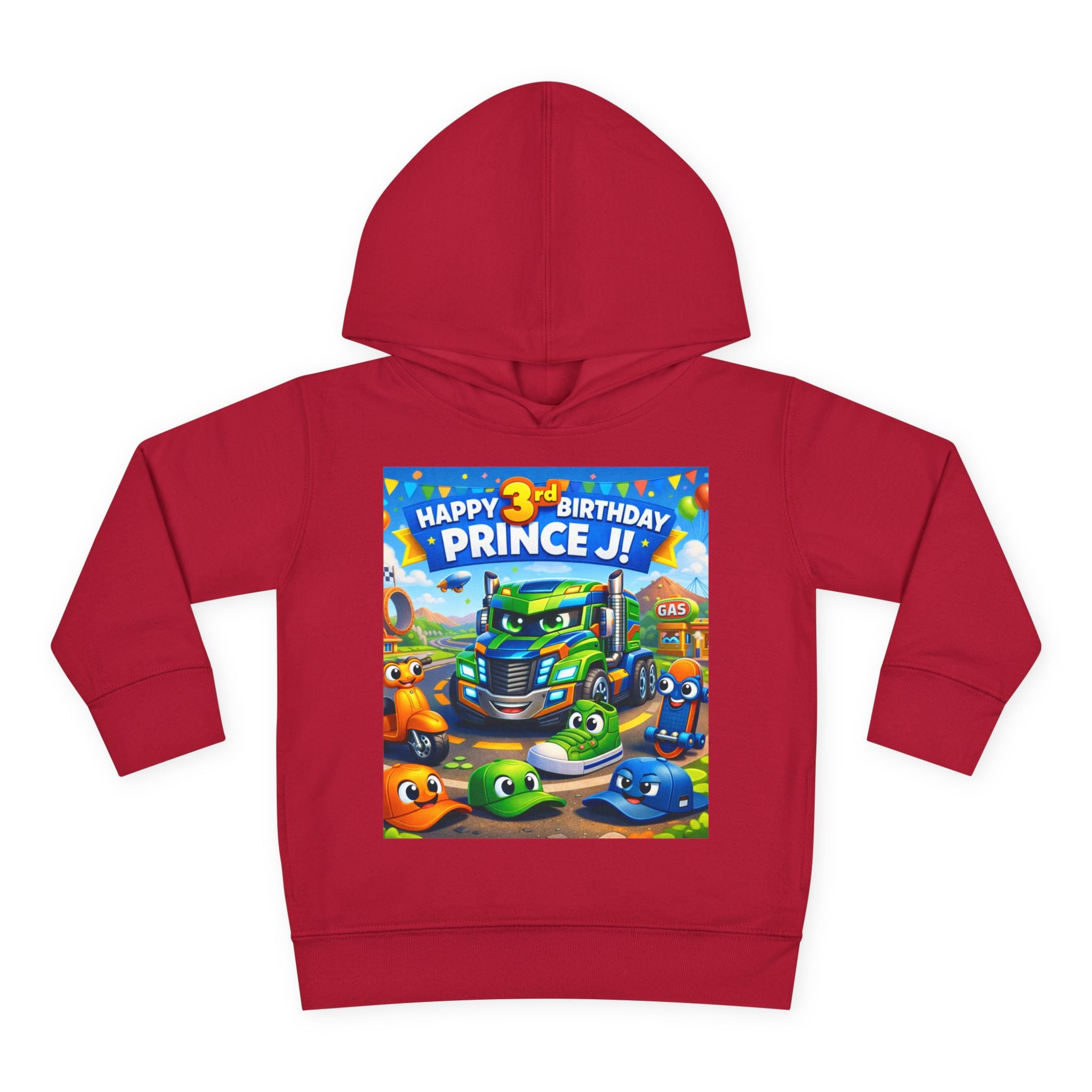 Toddler Hoodie — Colorful Birthday Truck & Candy Party Kids Pullover