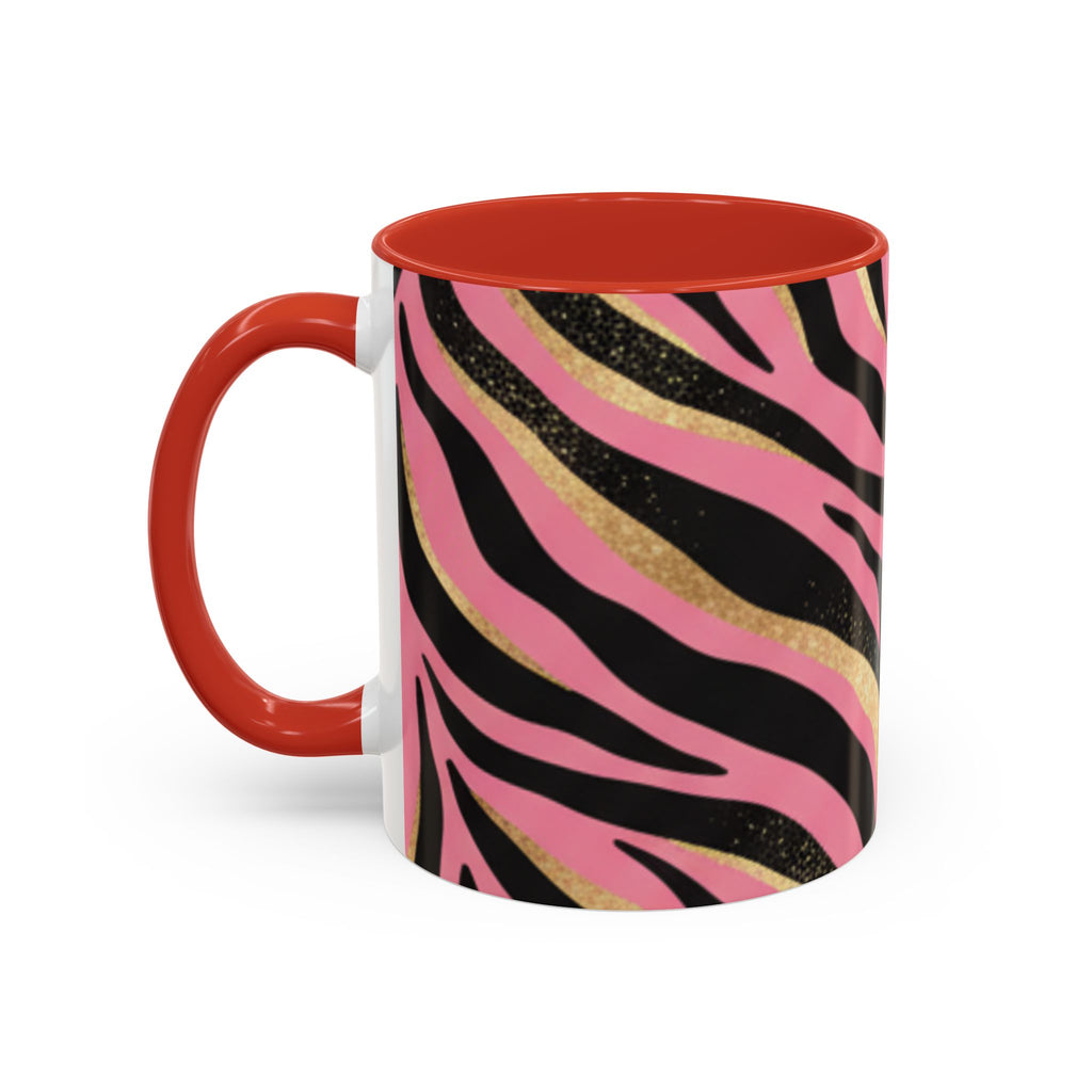Pink & Gold Zebra Accent Coffee Mug — Stylish Animal Print Ceramic Mug (11/15oz)