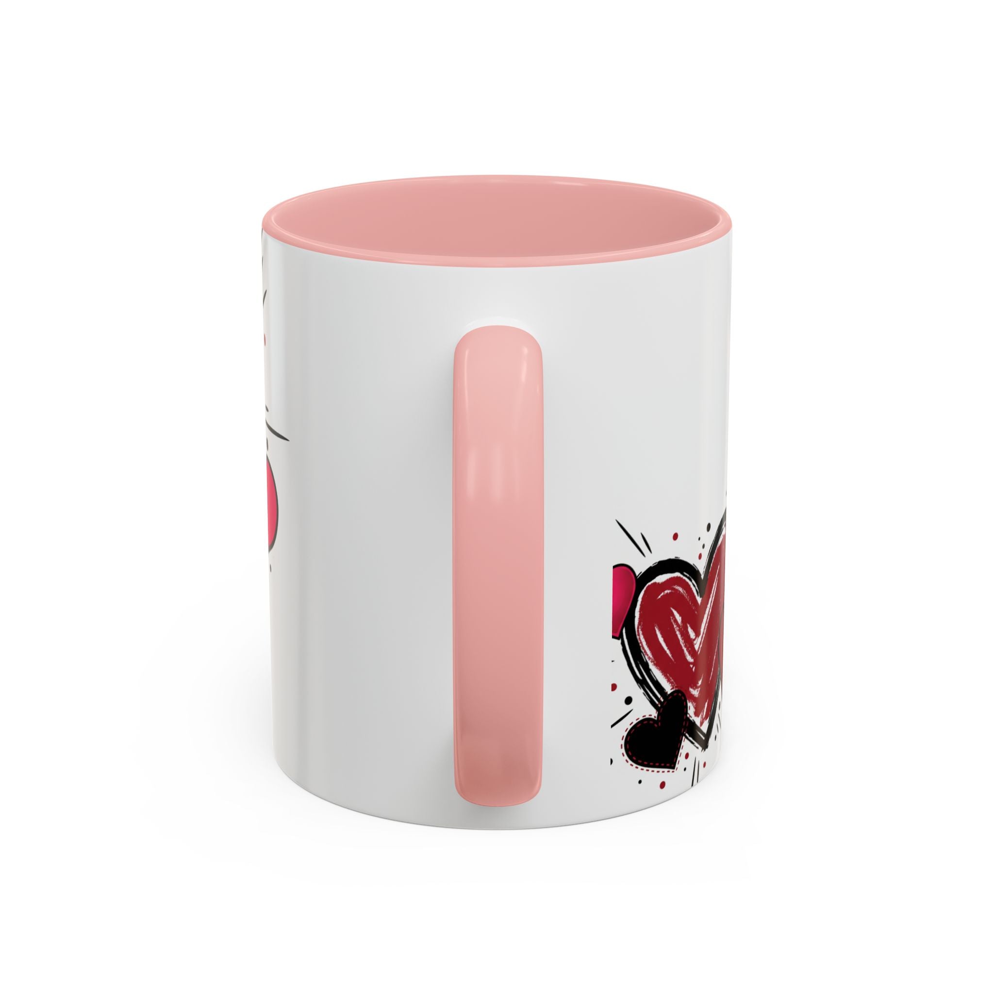 Hand-Drawn Hearts Accent Coffee Mug – Romantic Valentine’s Day Gift (11/15oz)