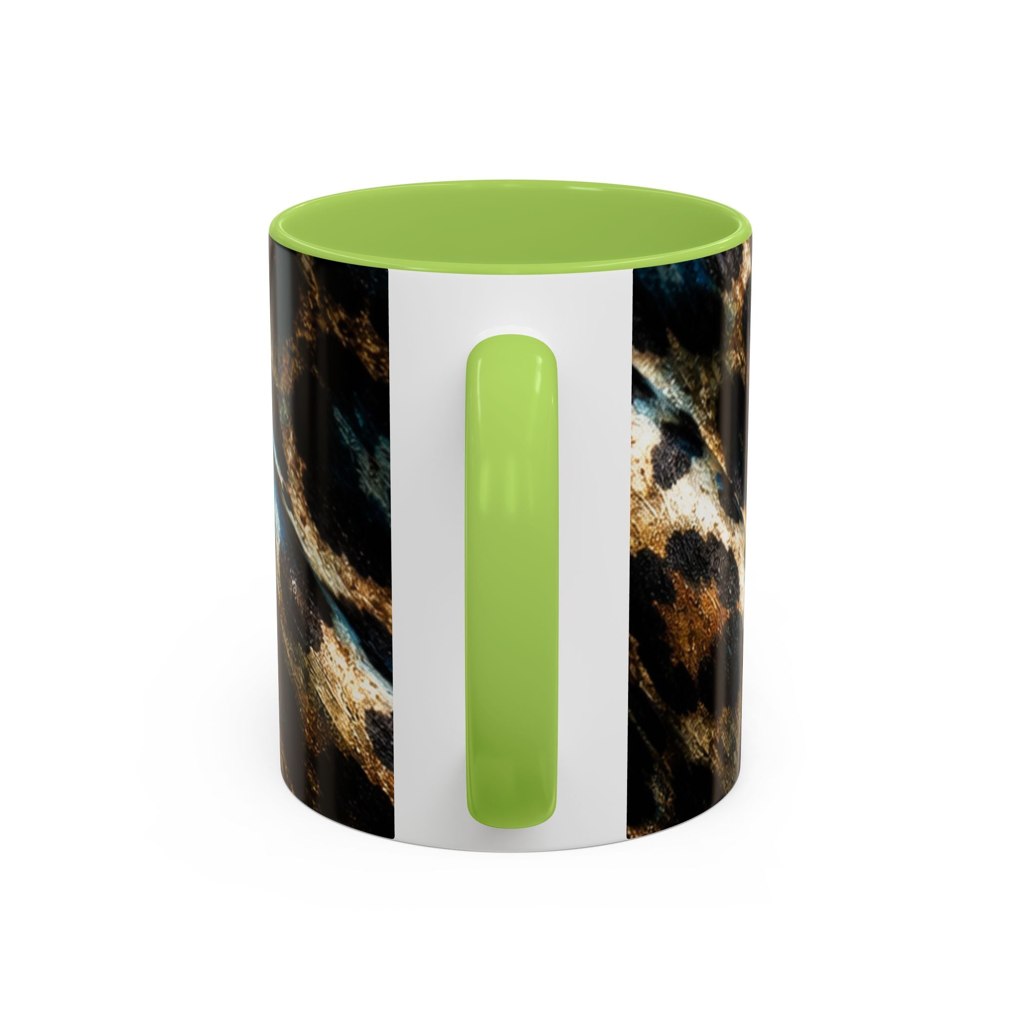 Teal Leopard Accent Coffee Mug — Bold Animal Print Ceramic Mug (11/15 oz)