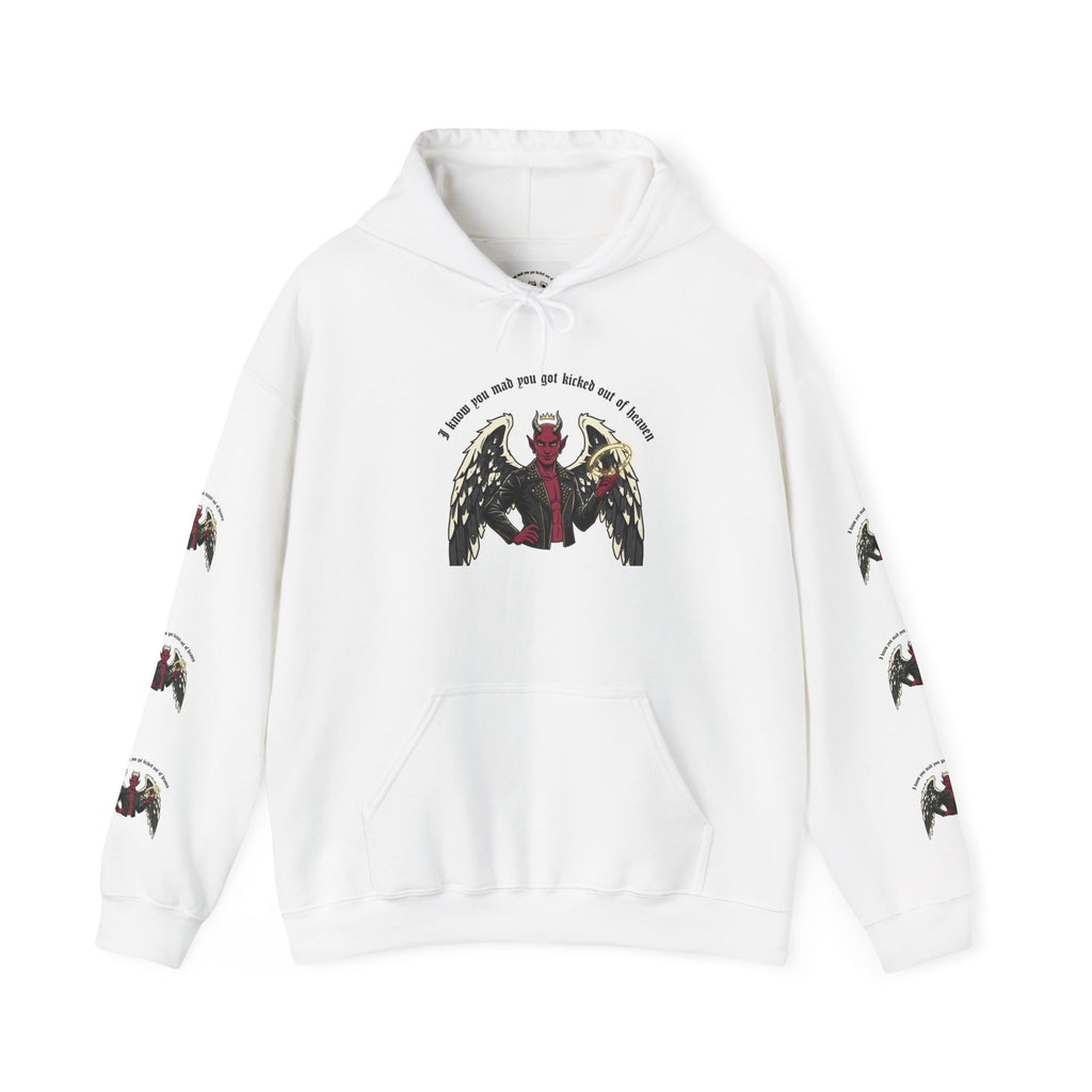 Devil Angel Wings Hoodie — Gothic Graphic Pullover with Sleeve Prints