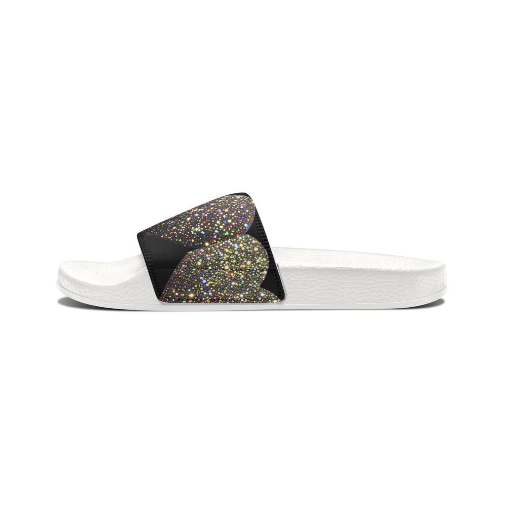 Glitter Heart Slide Sandals — Women's Removable‑Strap Summer Slides
