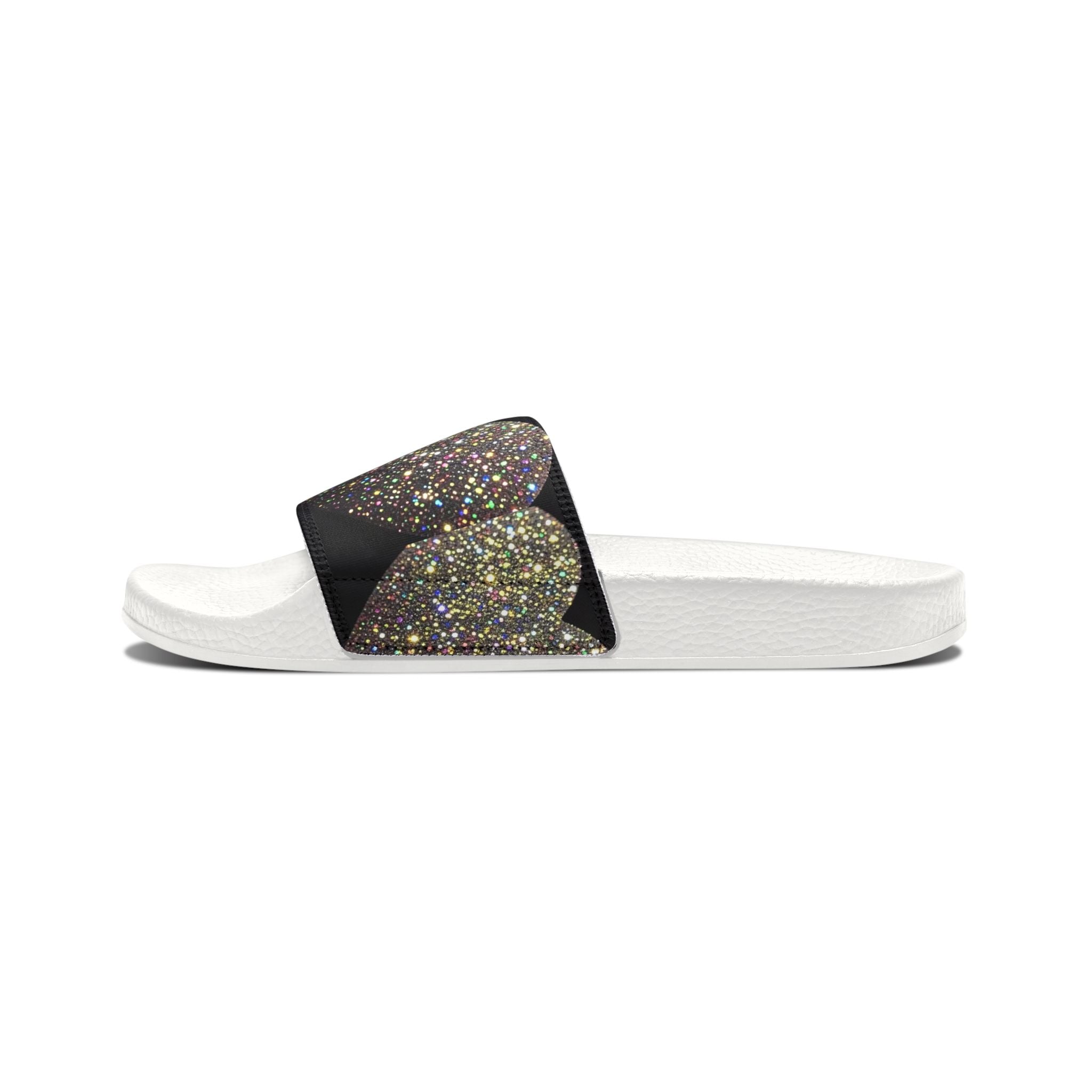 Glitter Heart Slide Sandals — Women's Removable‑Strap Summer Slides