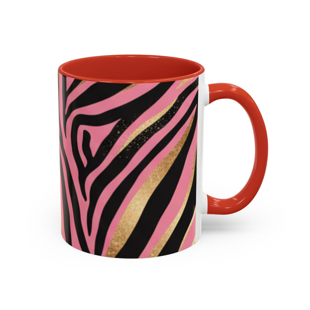 Pink & Gold Zebra Accent Coffee Mug — Stylish Animal Print Ceramic Mug (11/15oz)