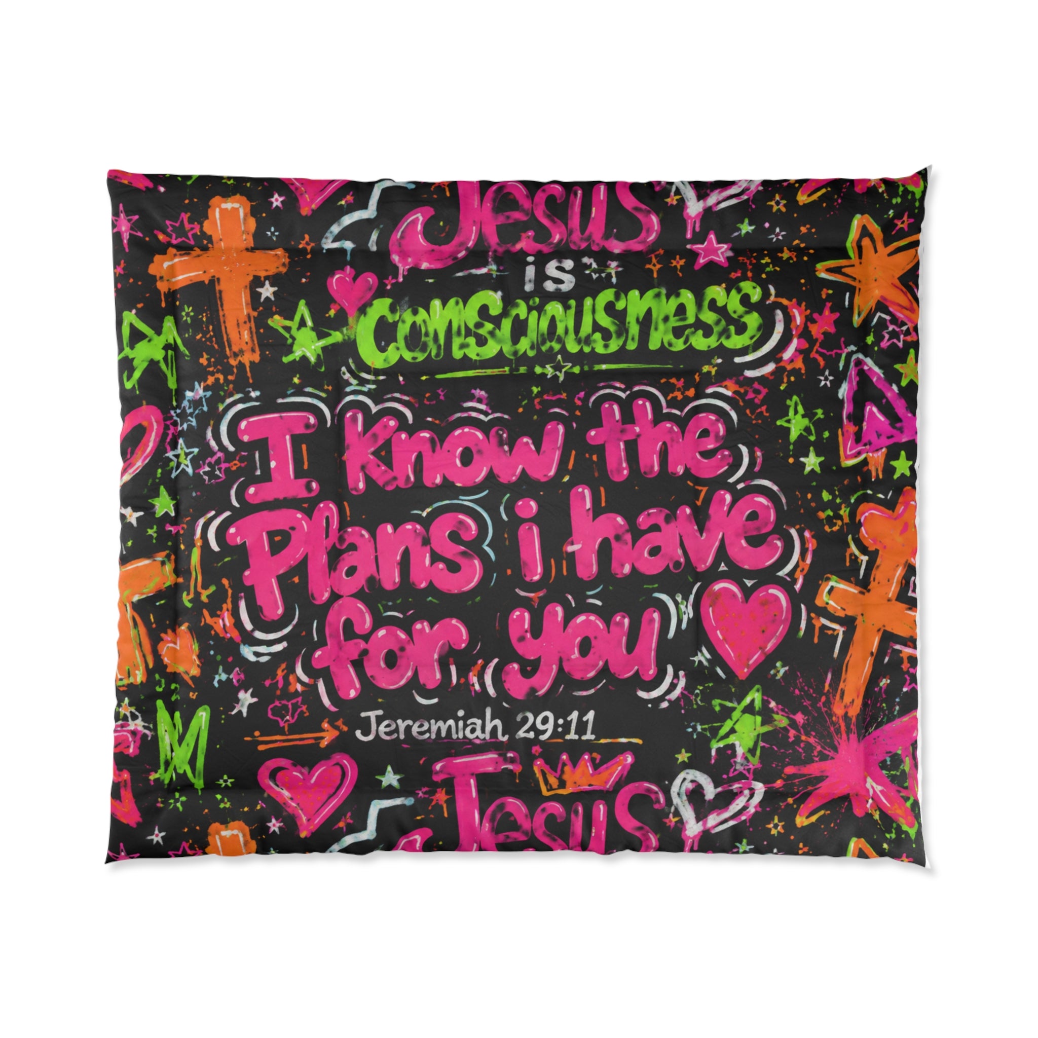 Inspirational Jeremiah 29:11 Comforter – ‘I Know the Plans I Have for You’ Colorful Faith Bedding