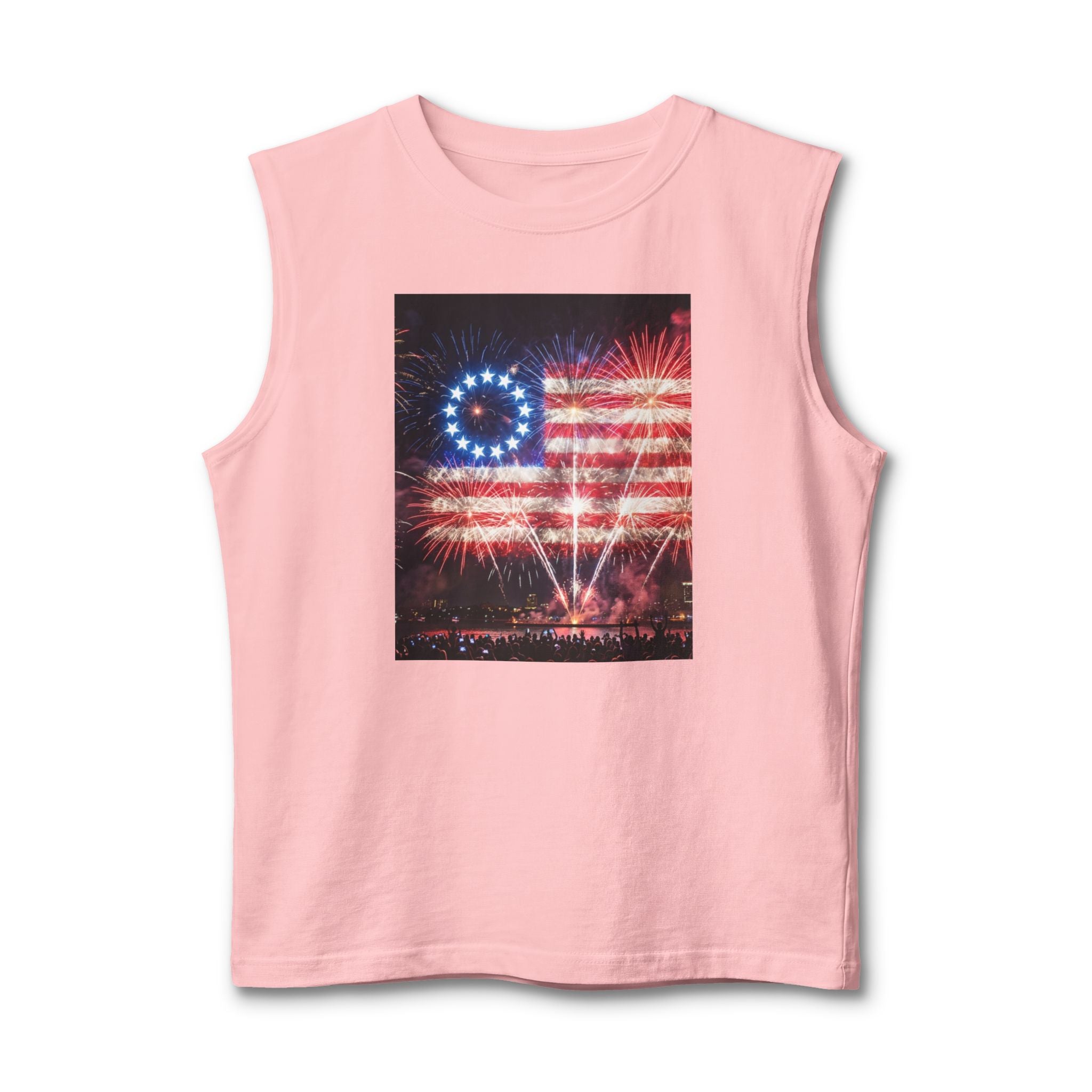 Patriotic Fireworks Muscle Tank — American Flag Firework Display
