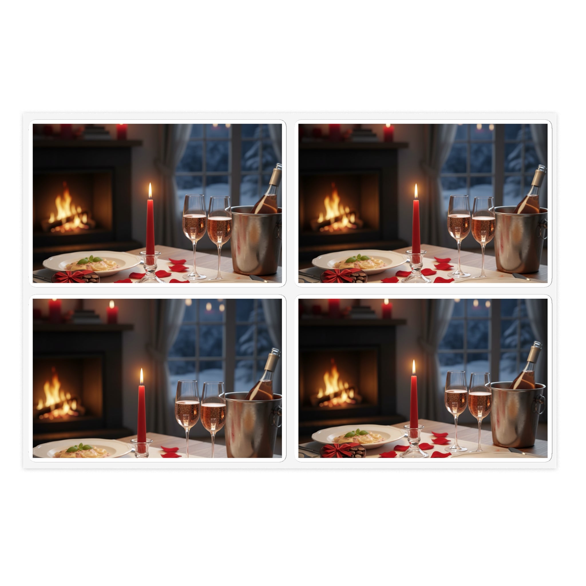Cozy Night Sticker Sheet Set — 5pc Hygge Window & Fireplace Stickers